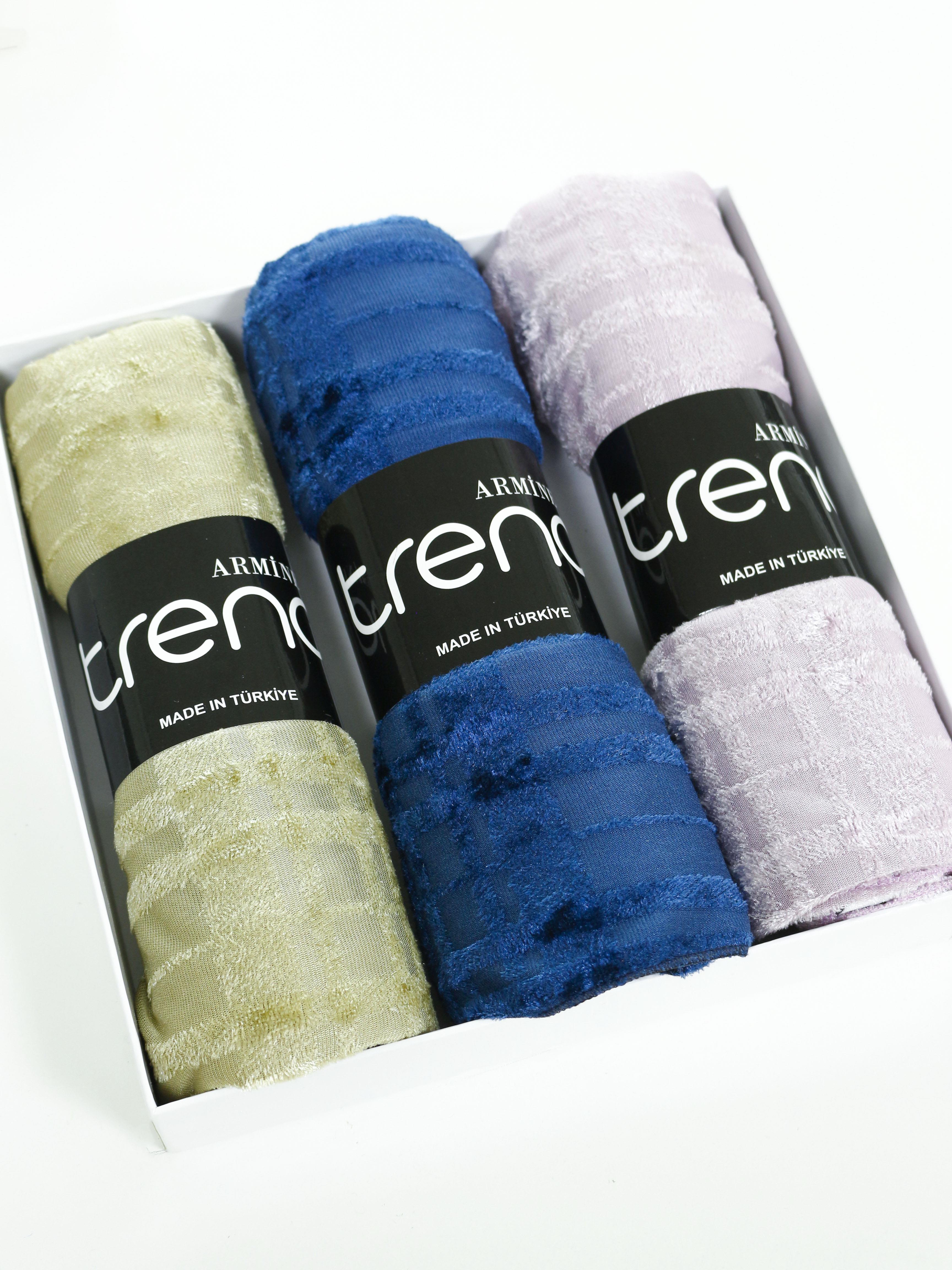 Armine Trend Örme Şal 3 - ATS3OR - 3'lü Set - Açık Yeşil, Mavi, Lila