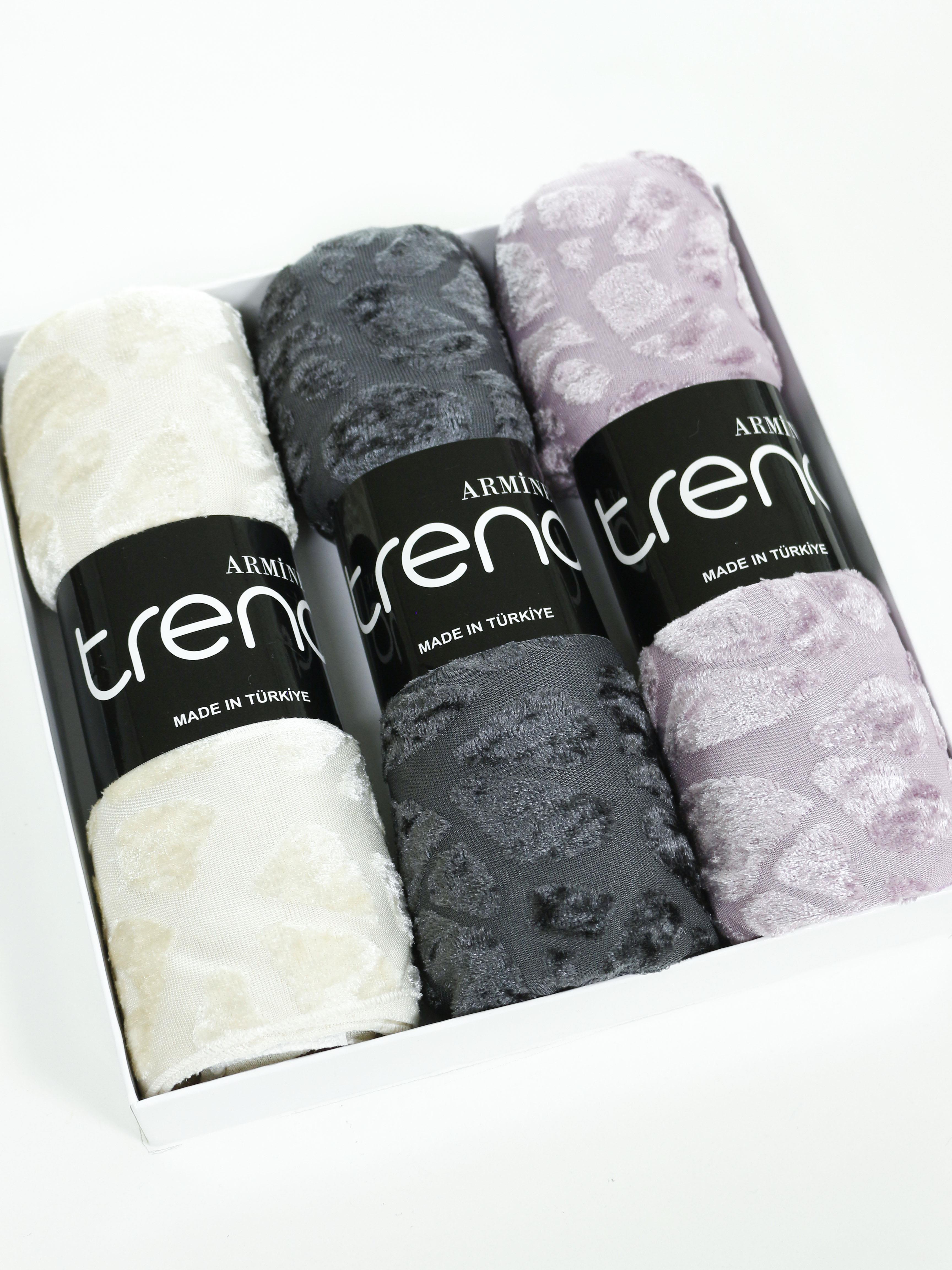 Armine Trend Örme Şal 4 - ATS4OR - 3'lü Set - Taş Rengi, Füme, Lila
