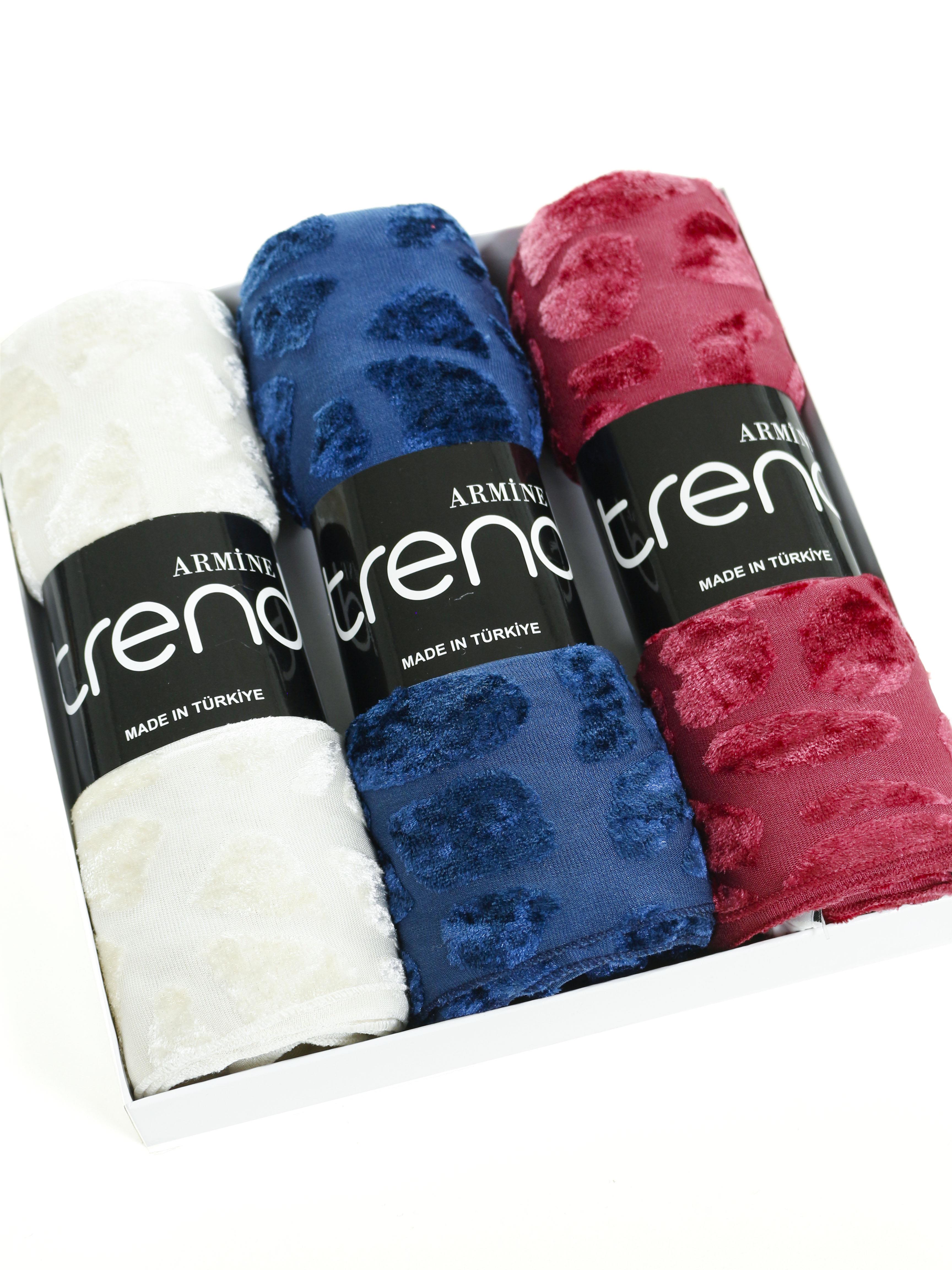 Armine Trend Örme Şal 4 - ATS4OR - 3'lü Set - Taş Rengi, Mavi, Pembe