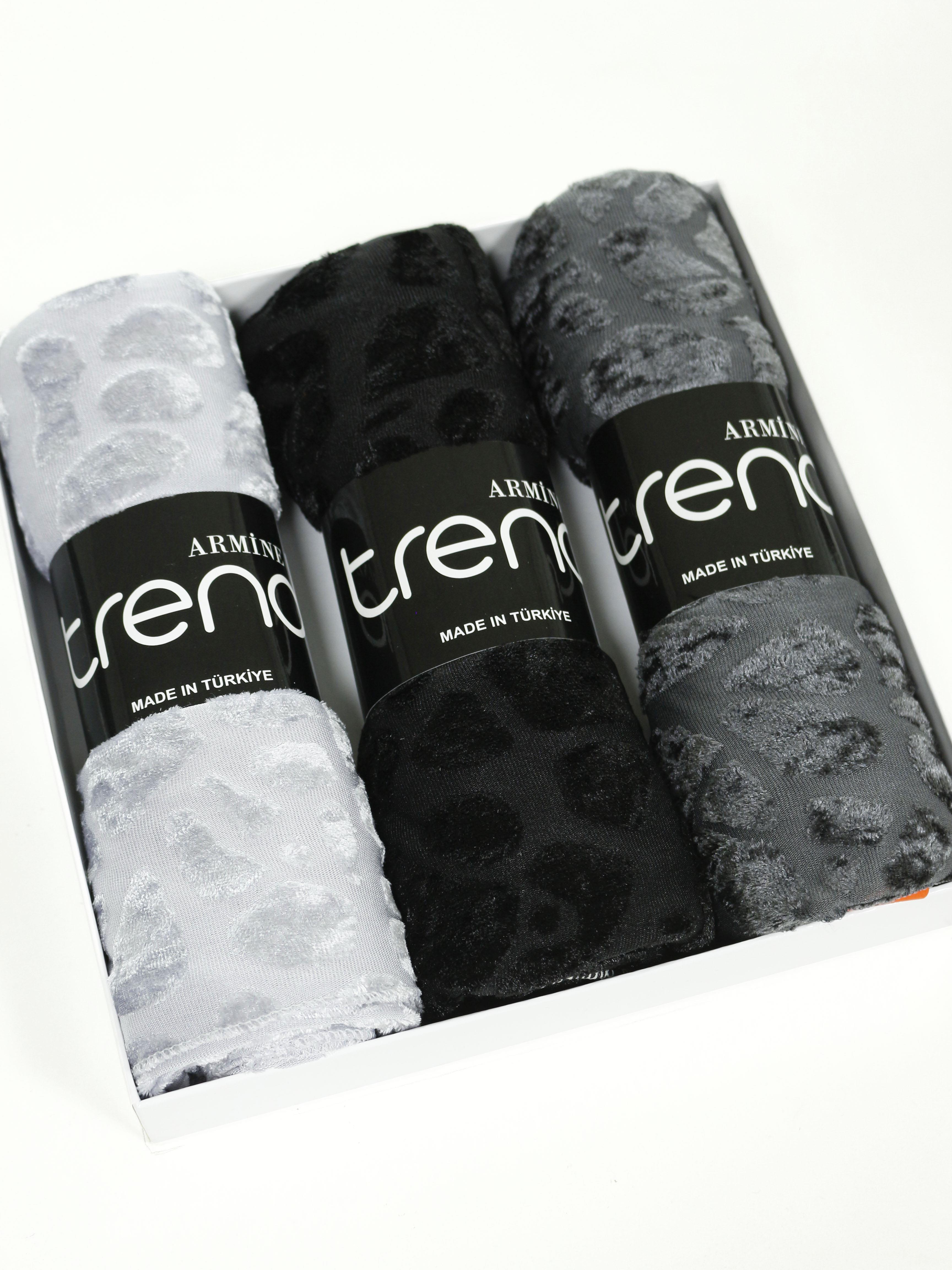 Armine Trend Örme Şal 4 - ATS4OR - 3'lü Set - Gri, Siyah, Füme