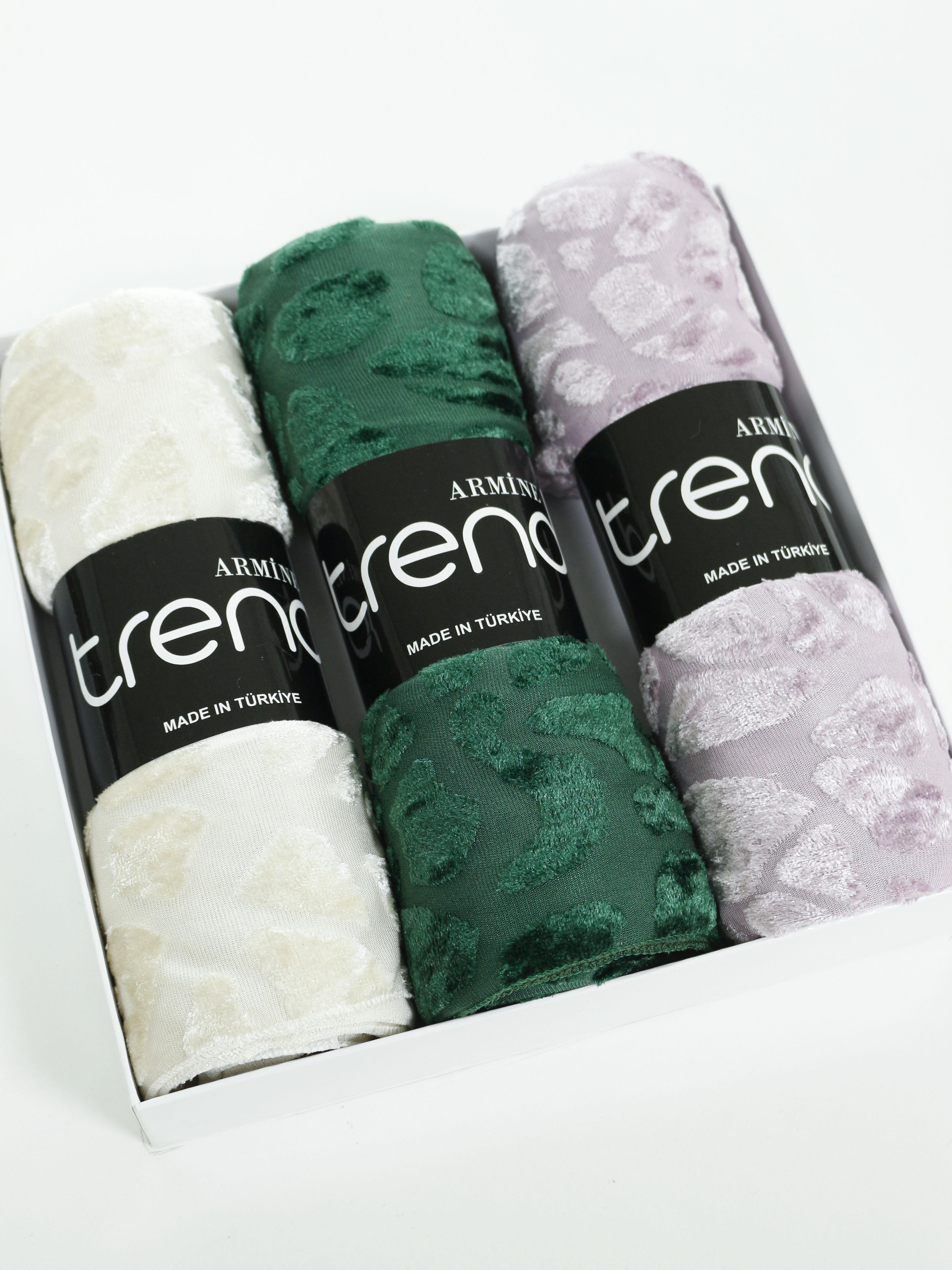 Armine Trend Örme Şal 4 - ATS4OR - 3'lü Set - Taş Rengi, Zümrüt Yeşili, Lila