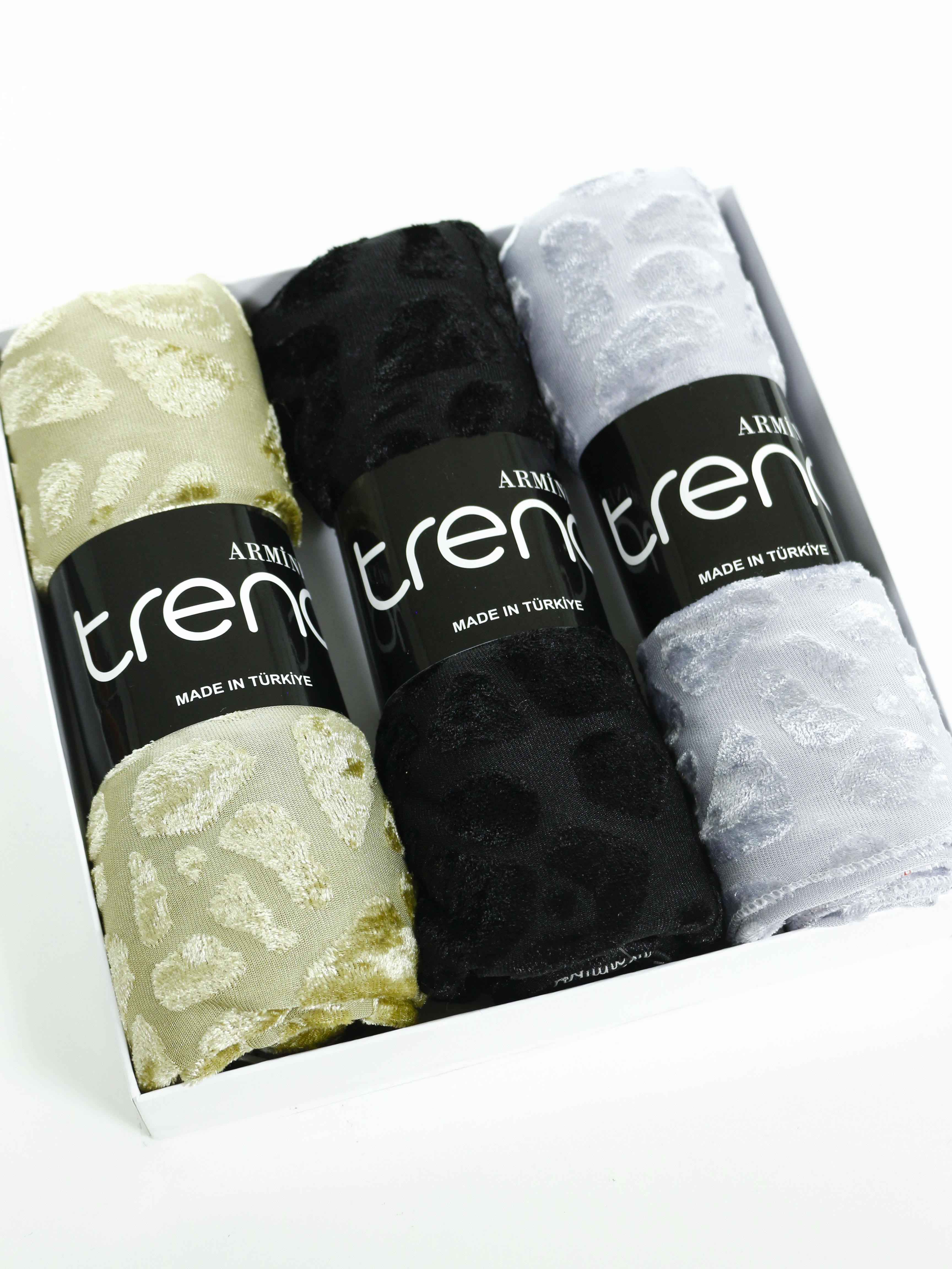 Armine Trend Örme Şal 4 - ATS4OR - 3'lü Set - Açık Yeşil, Siyah, Gri