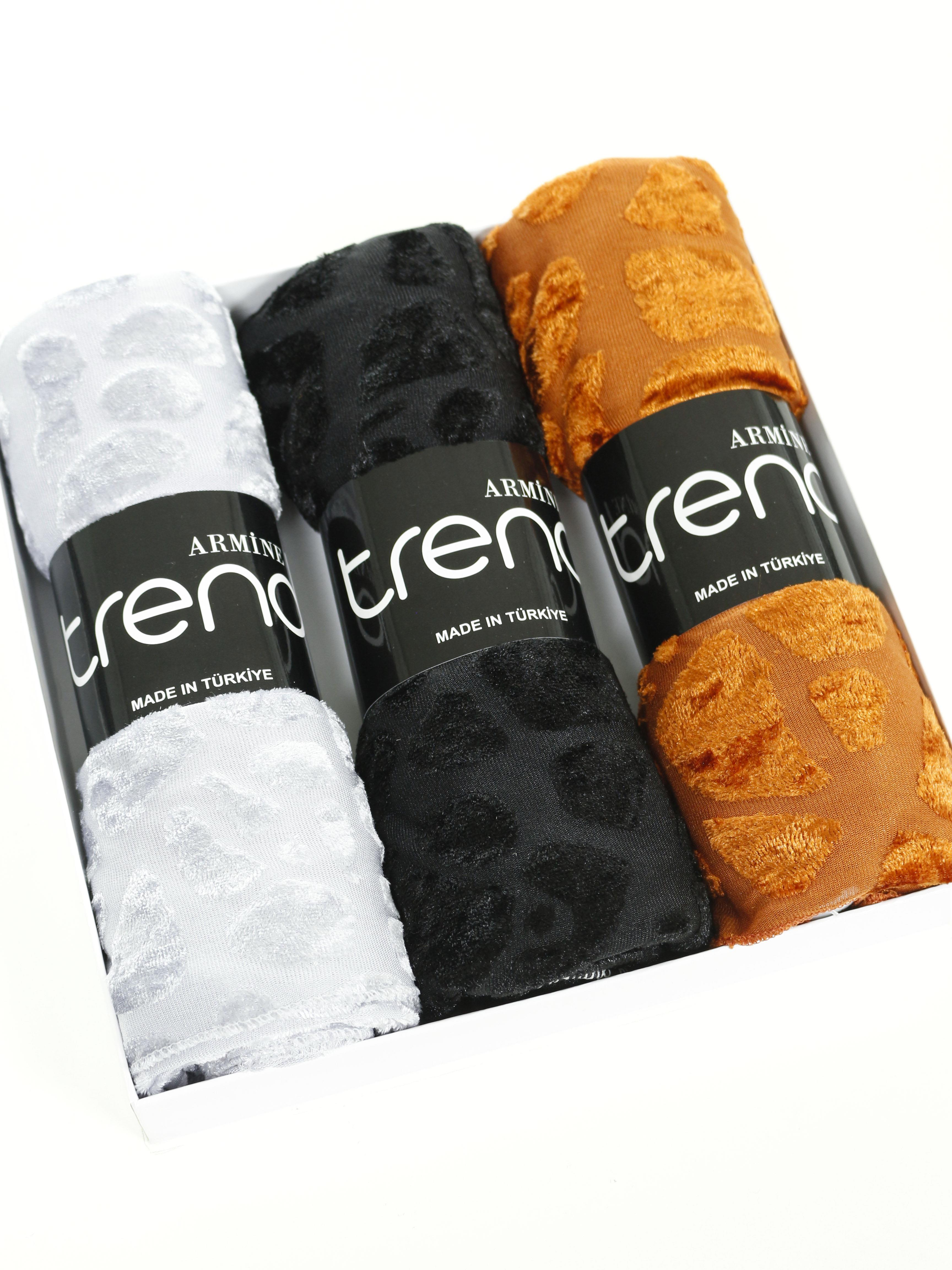 Armine Trend Örme Şal 4 - ATS4OR - 3'lü Set - Gri, Siyah, Turuncu