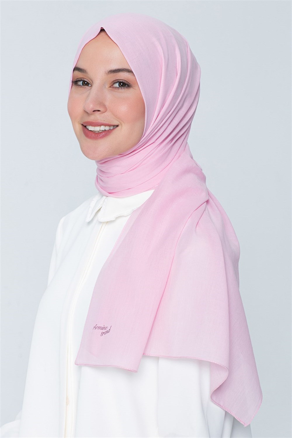 Armine Trend Pamuk Şal Düz Renk - Pembe - Pembe