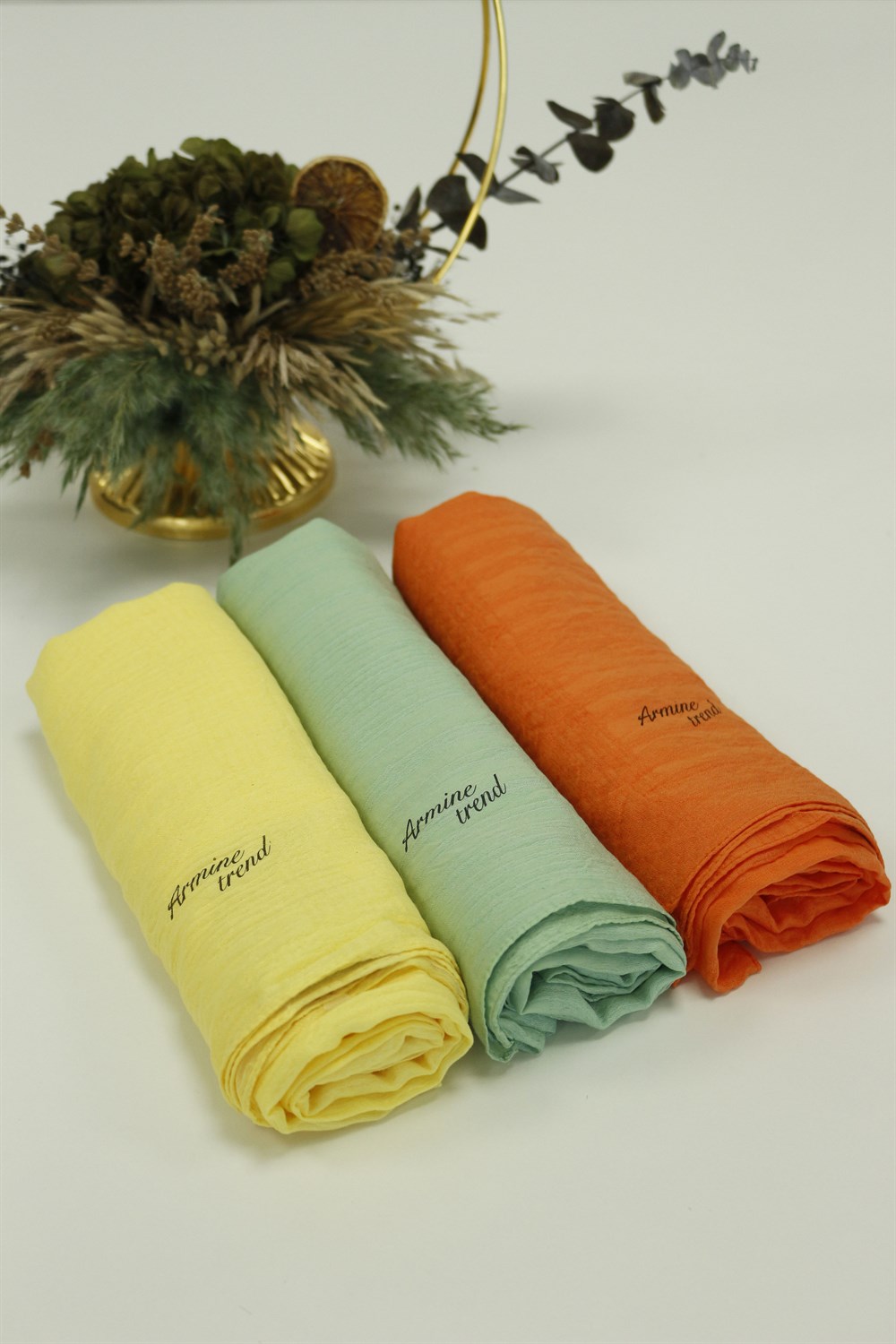 Armine Trend Star Şal - 3'lü Set - Sarı, Yeşil, Turuncu - ATSSTR-562-563-564