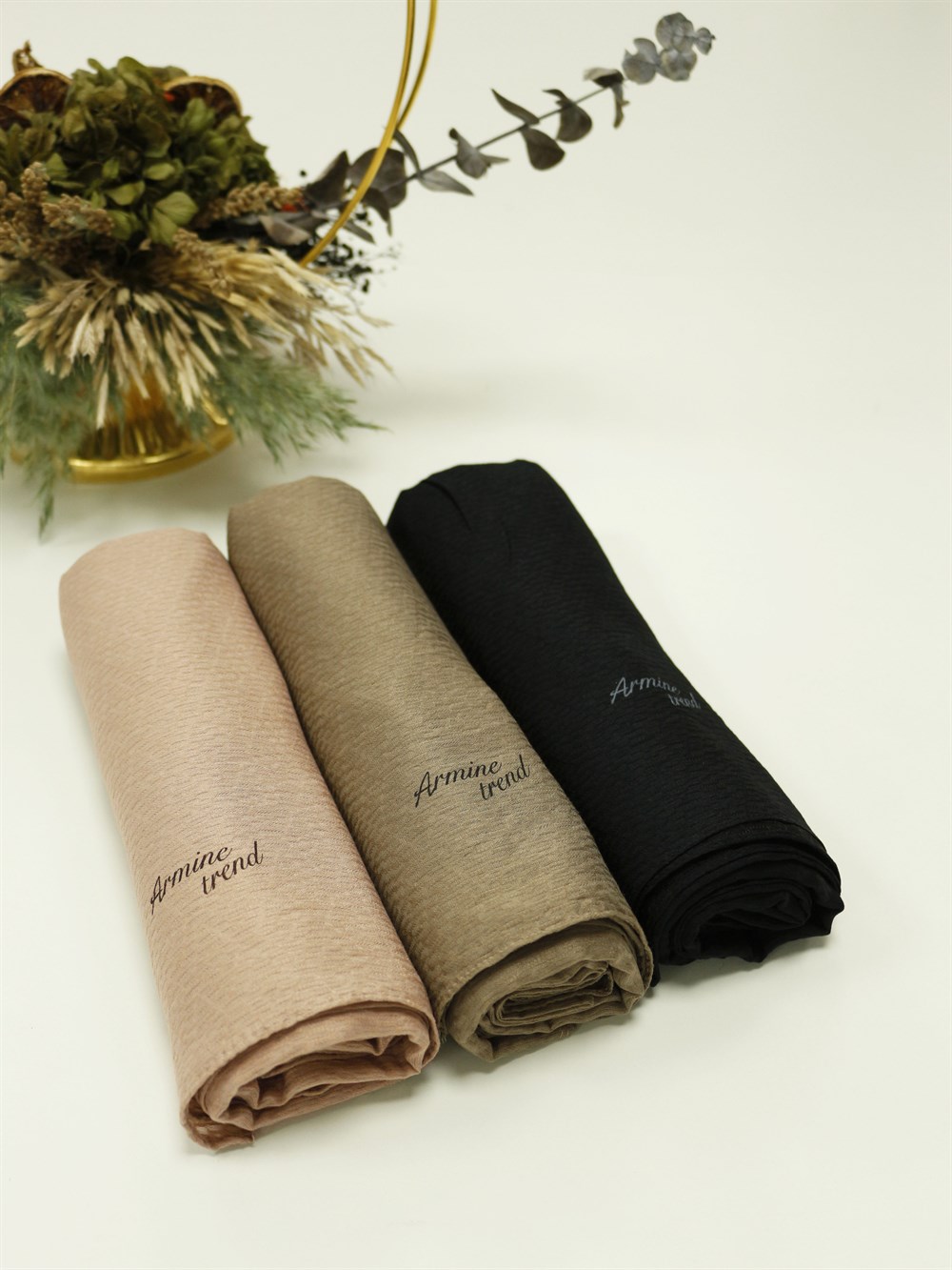 Armine Trend Star Şal - 3'lü Set - Siyah, Kahve - ATSSTR-545-560-572
