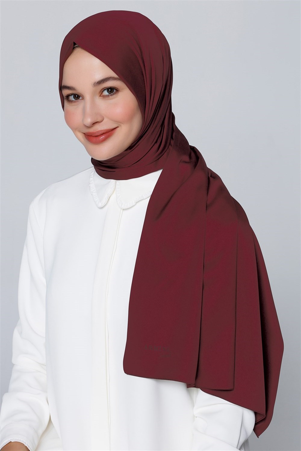 Armine Trend  Takinli Şal Düz Renk - Mürdüm - Mürdüm