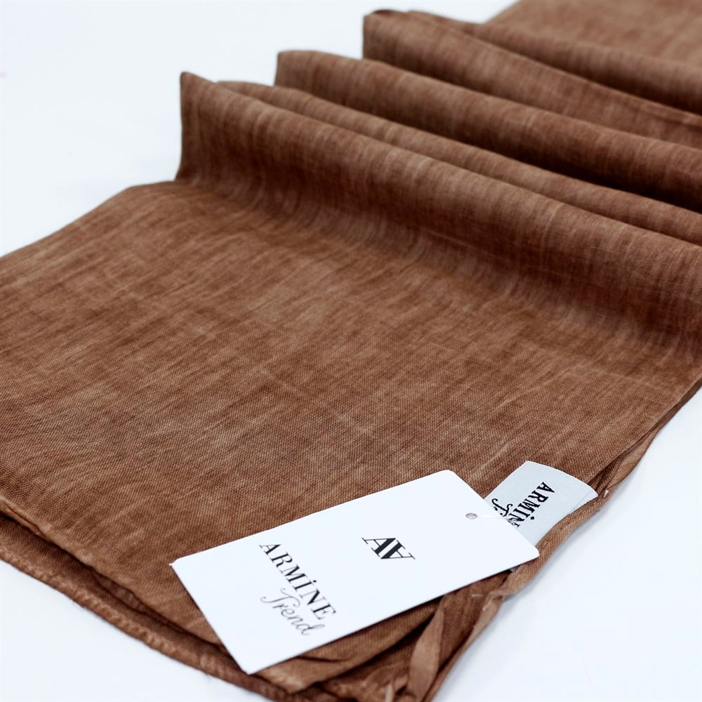 Armine Trend Taşlanmış Pamuk Şal - Kahverengi