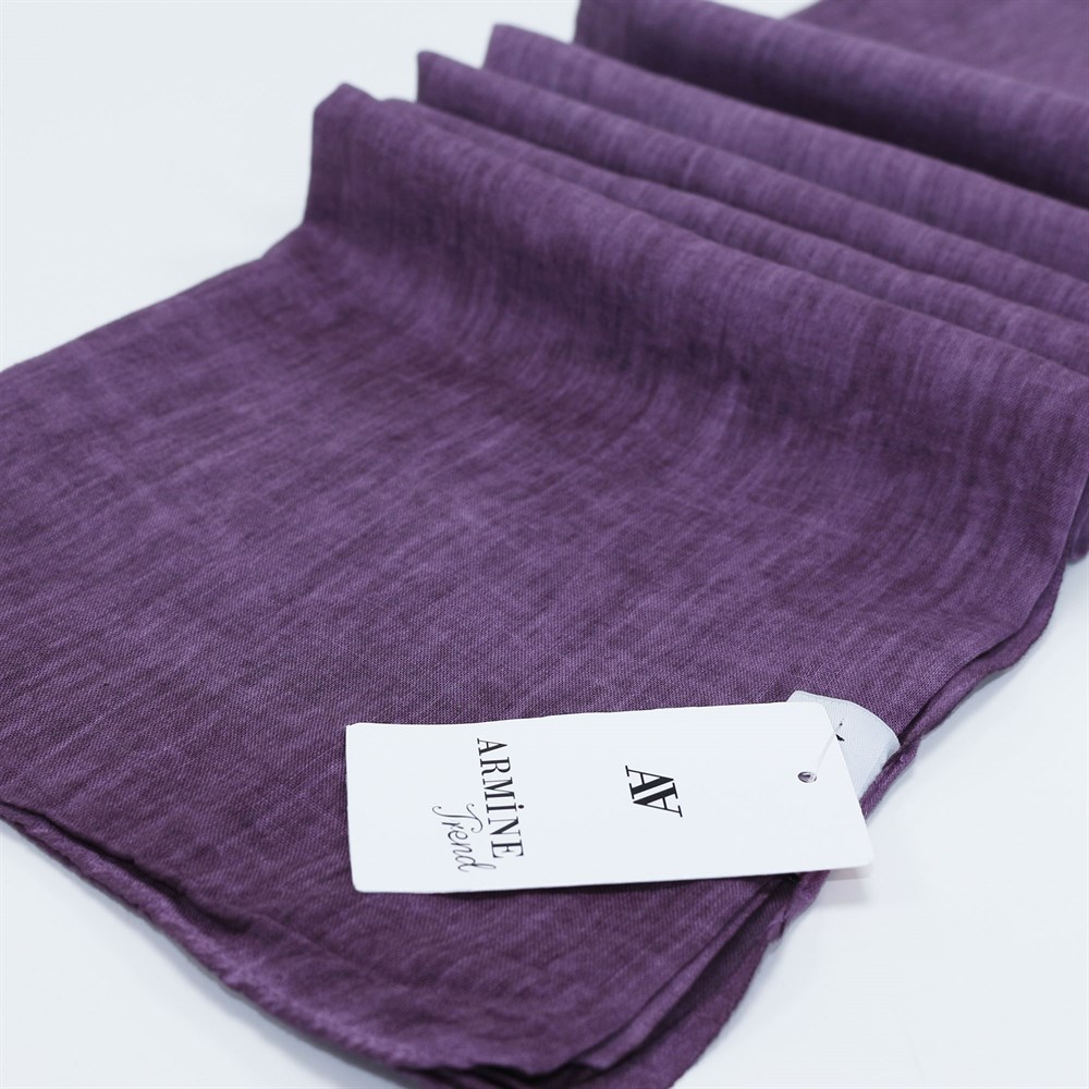 Armine Trend Taşlanmış Pamuk Şal - Mor