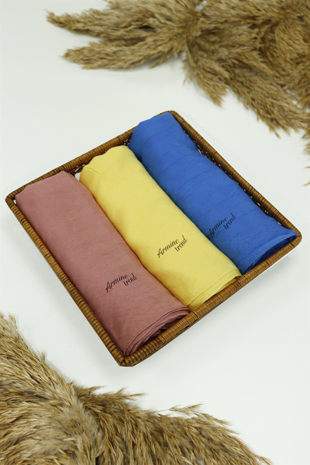 Armine Trend Vega Şal - Modal Kumaş - 3'lü Set - Pembe, Sarı, Mavi - ATSVG-560-561-562