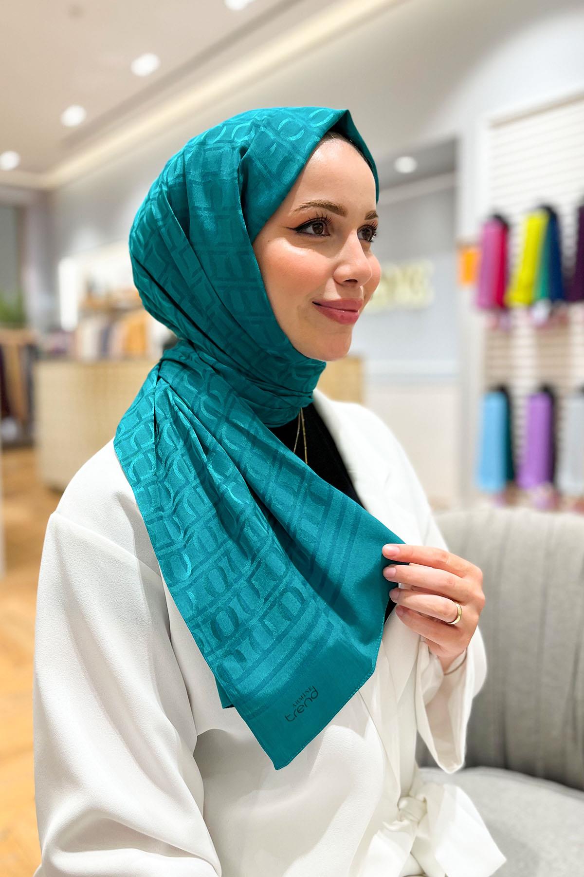 Armine Zincir Desen, Pamuk Jakarlı, Diamond Şal - DIA6-4821 - Turkuaz