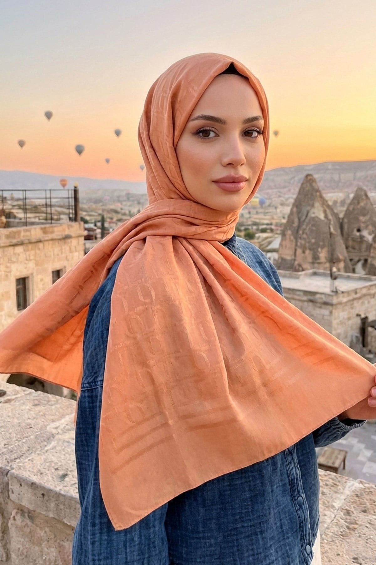 Armine Zincir Desen, Pamuk Jakarlı, Diamond Şal - DIA6-4828 - Yavruağzı