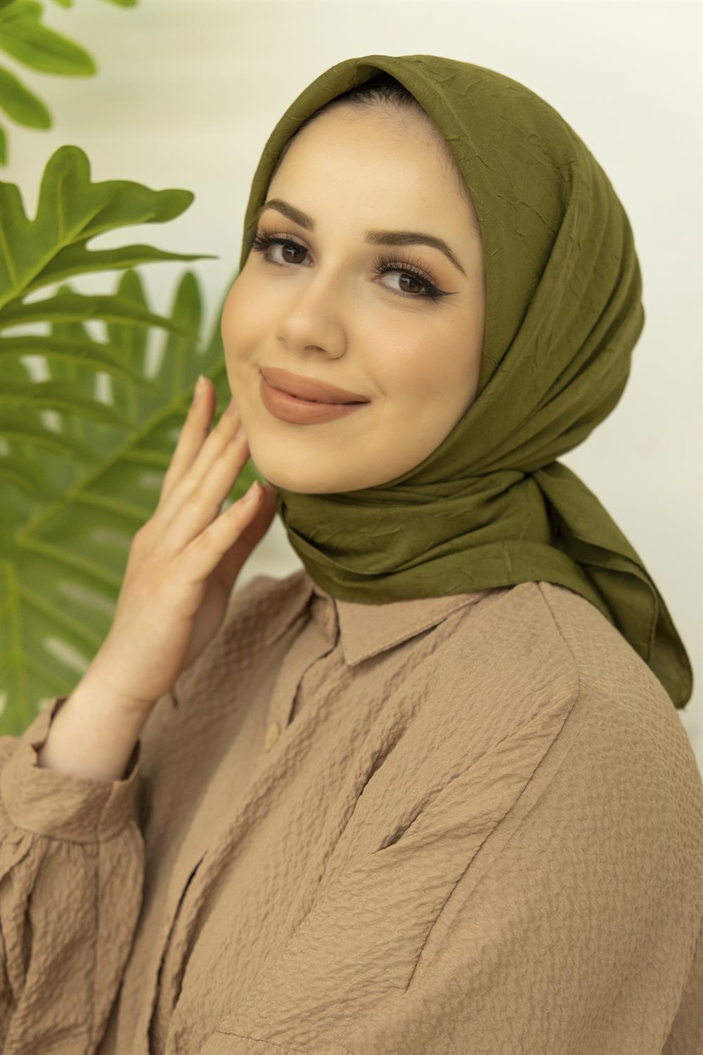 Bambu Kraş Eşarp - SEBKE54 - Kına Yeşili