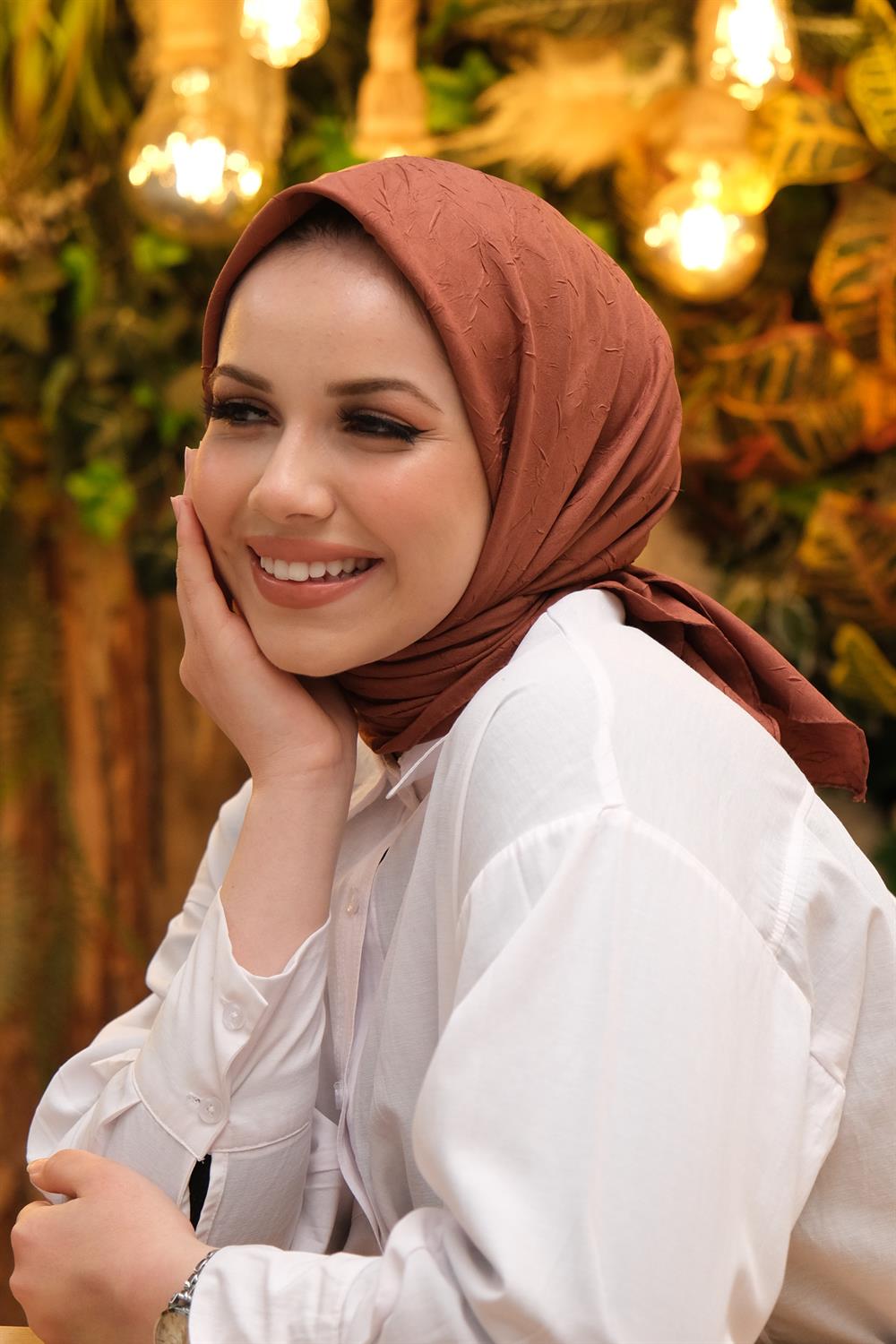 Bambu Kraş Eşarp - SEBKE63 - Kiremit