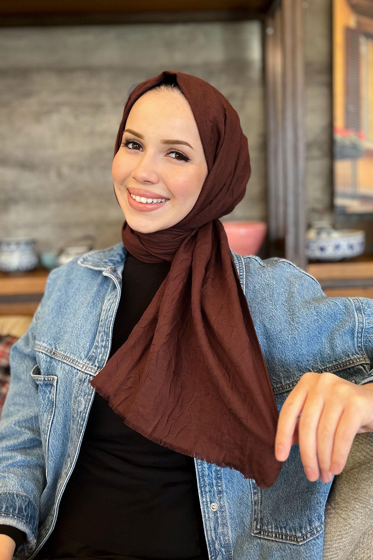 Bambu Kraş Şal - SEBSAL42 - Kahve