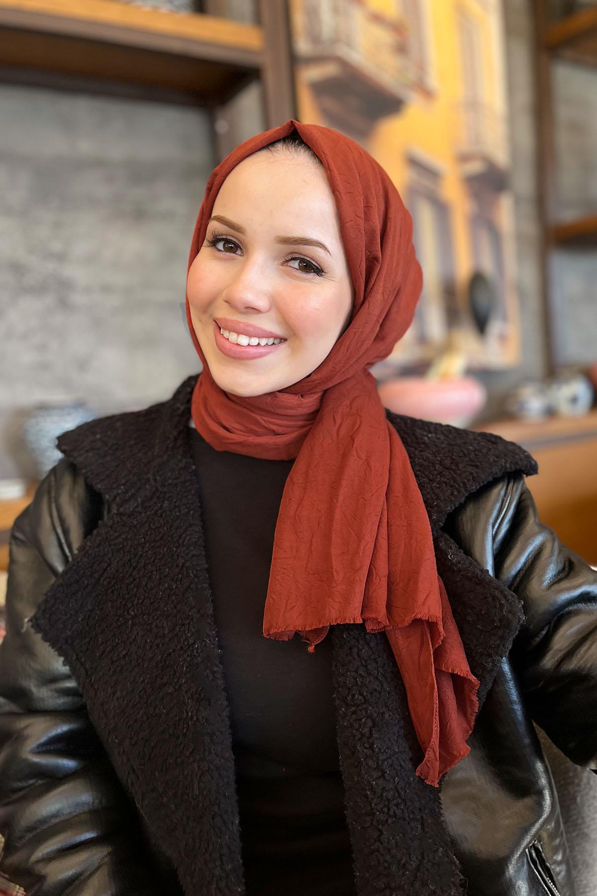 Bambu Kraş Şal - SEBSAL63 - Kiremit