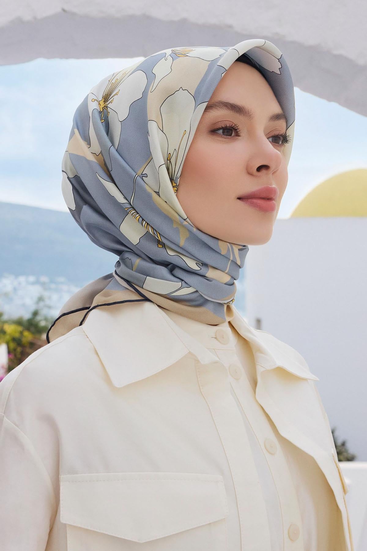 Belli İpek Eşarp 2025 İlkbahar-Yaz - 4100D-55 - Tivil