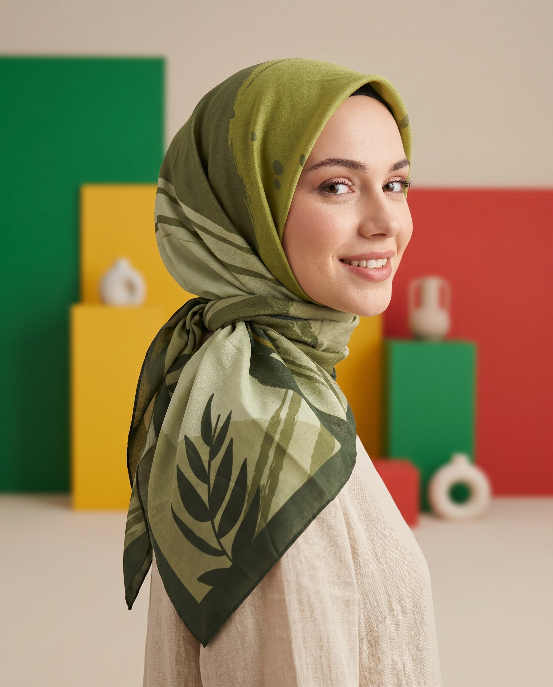 Benetton Viskon Eşarp - Siena - 1002-020 - Haki