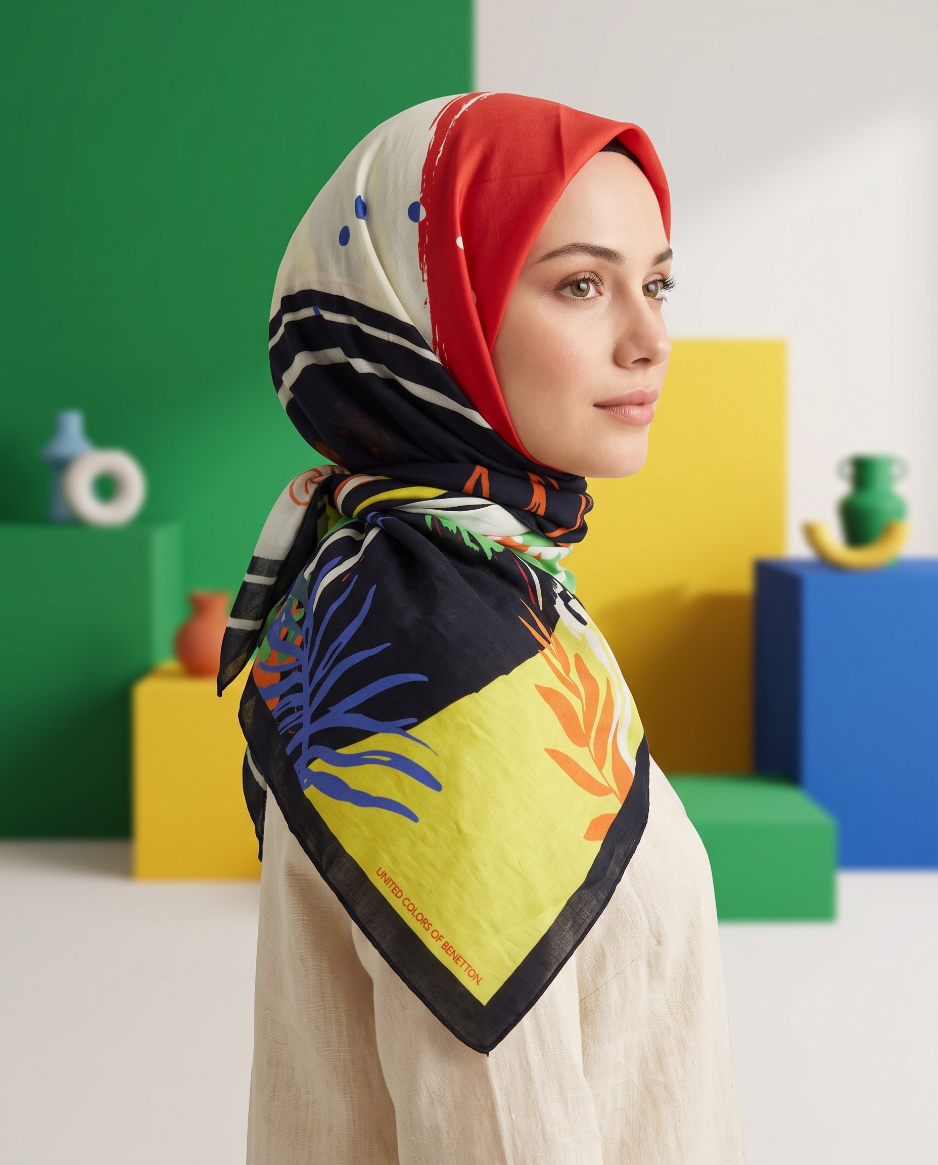 Benetton Viskon Eşarp - Siena - 1002-051 - Ekru