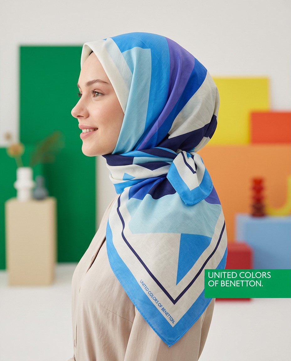 Benetton Viskon Eşarp - Siena - 1005-004 - Mavi