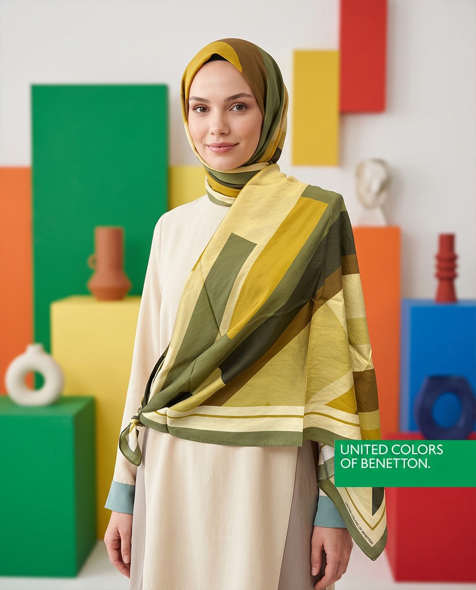 Benetton Viskon Eşarp - Siena - 1005-020 - Haki