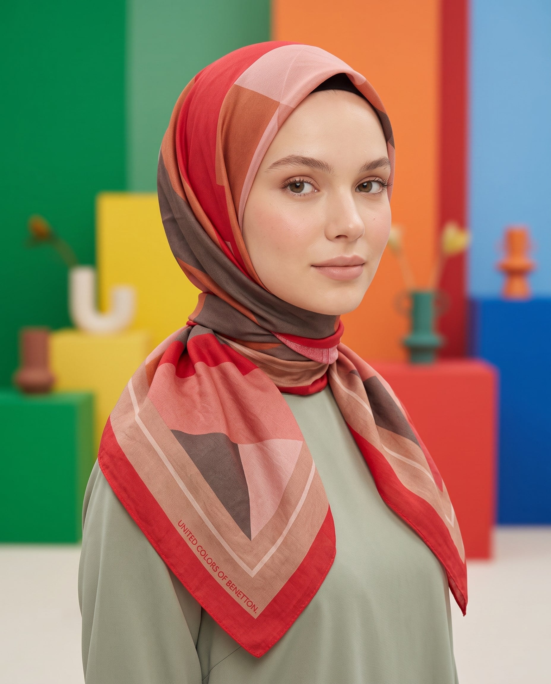 Benetton Viskon Eşarp - Siena - 1005-022 - Bordo