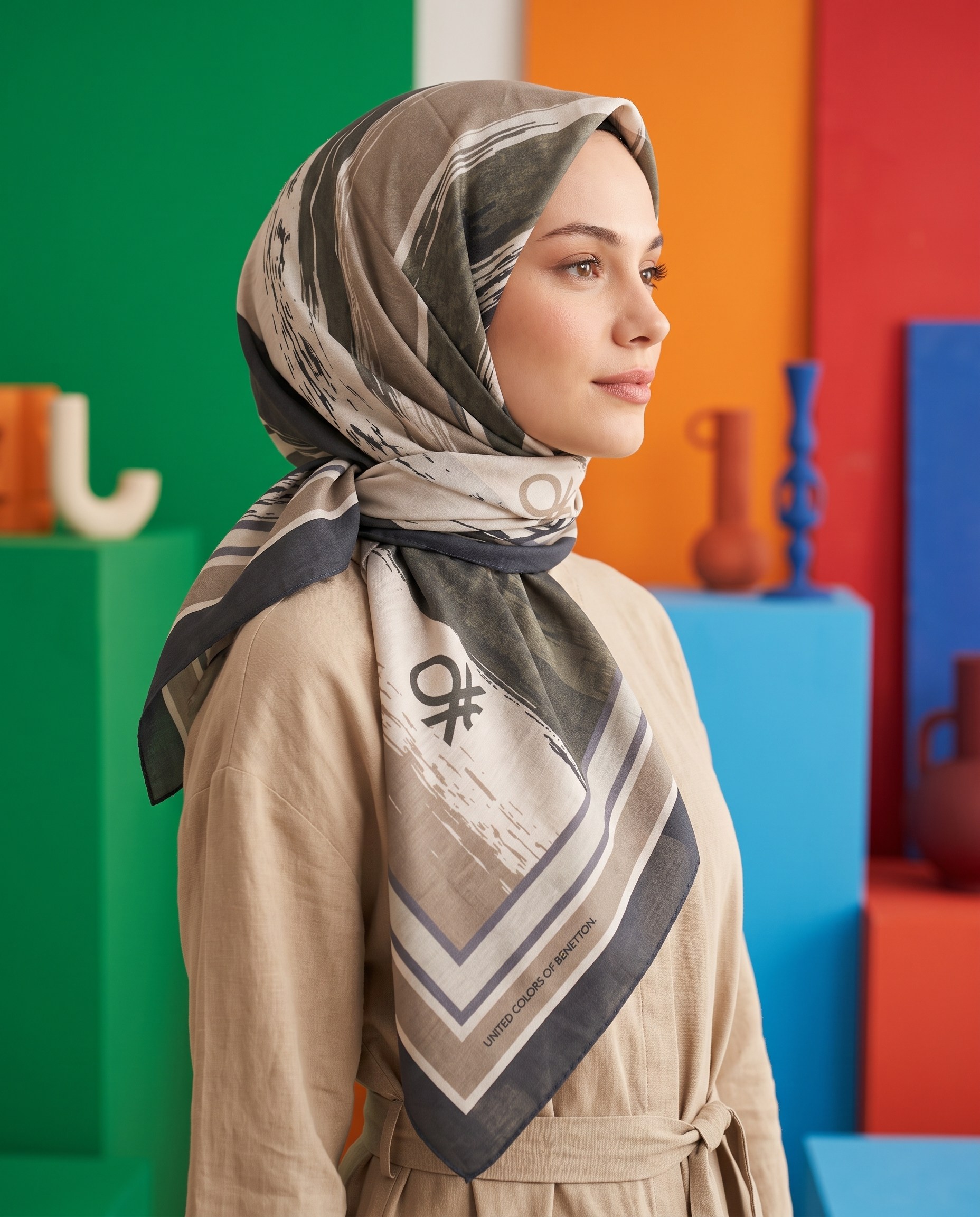 Benetton Viskon Eşarp - Siena - 1034-021 - Füme