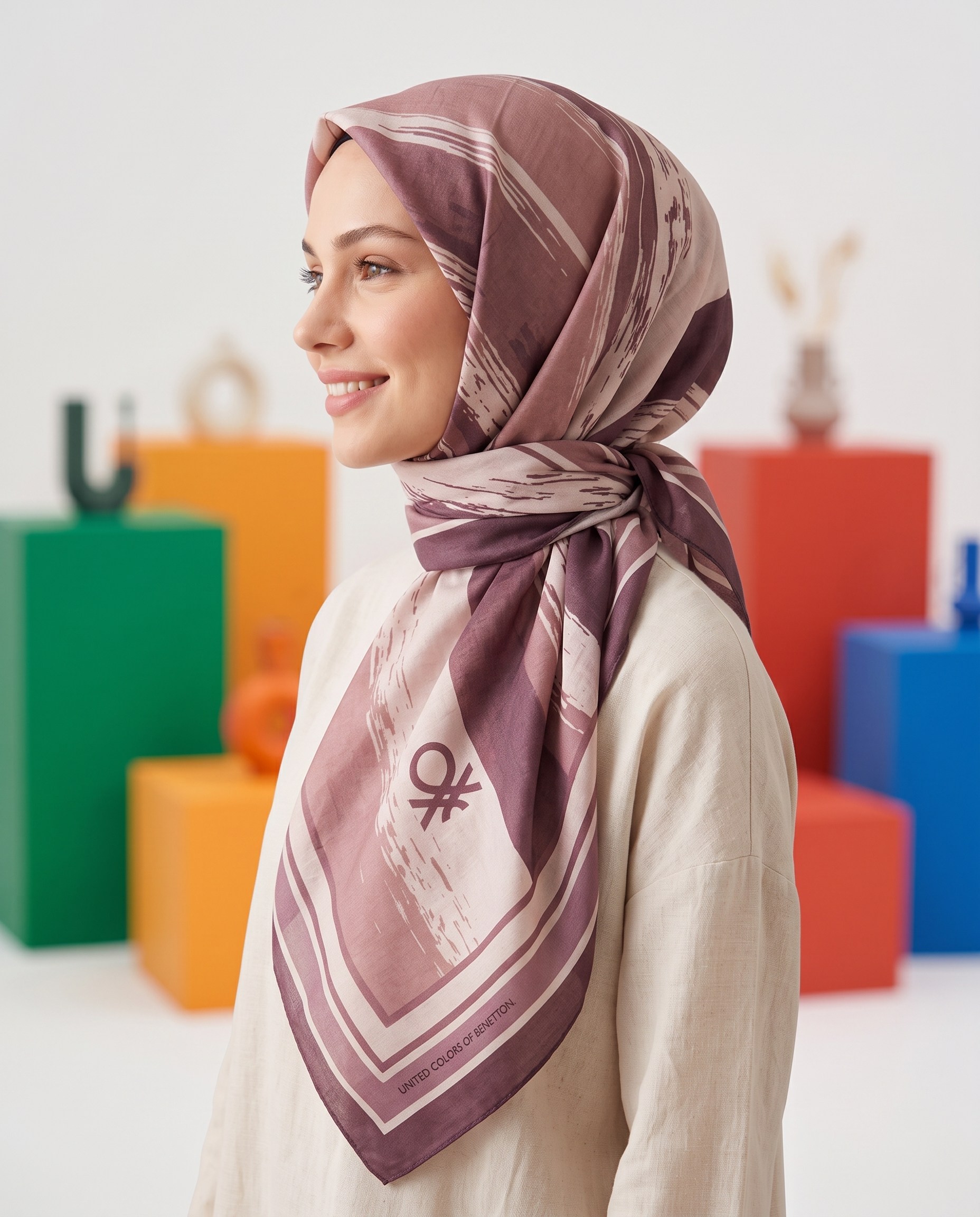 Benetton Viskon Eşarp - Siena - 1034-027 - Mürdüm
