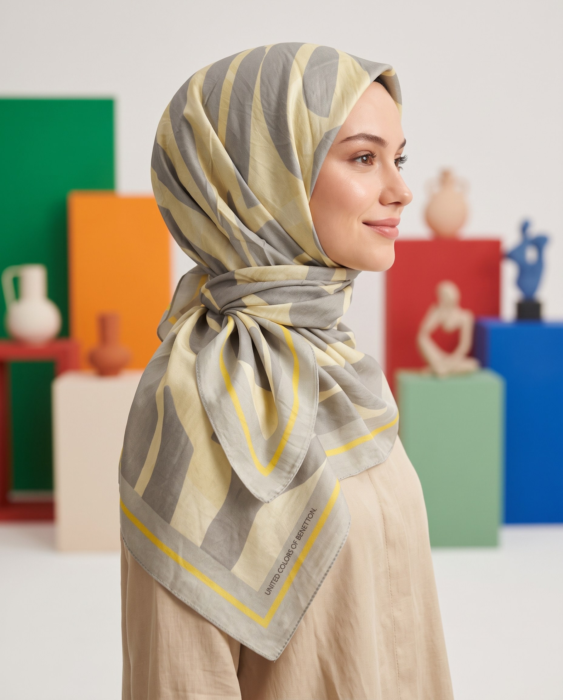 Benetton Viskon Eşarp - Siena - 1039-009 - Gri