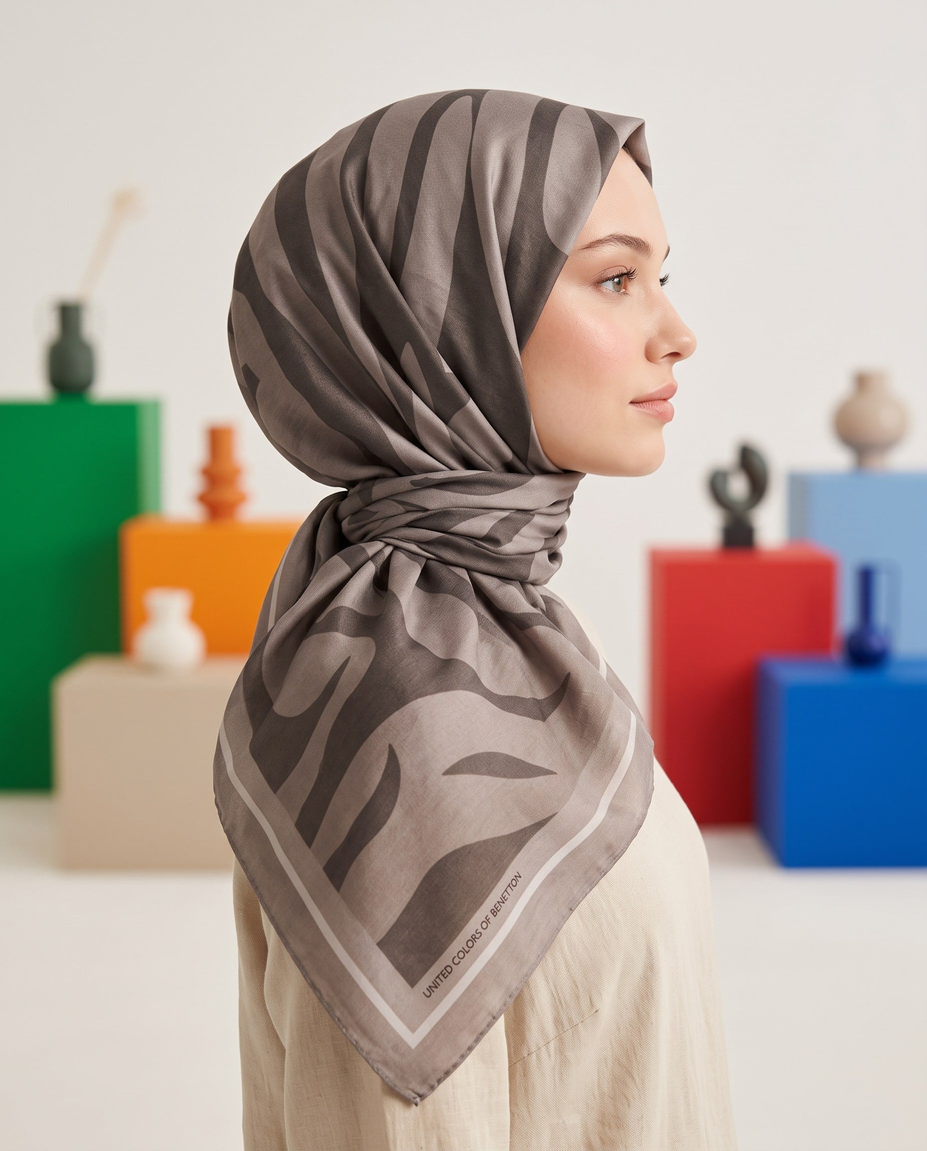 Benetton Viskon Eşarp - Siena - 1039-012 - Bej