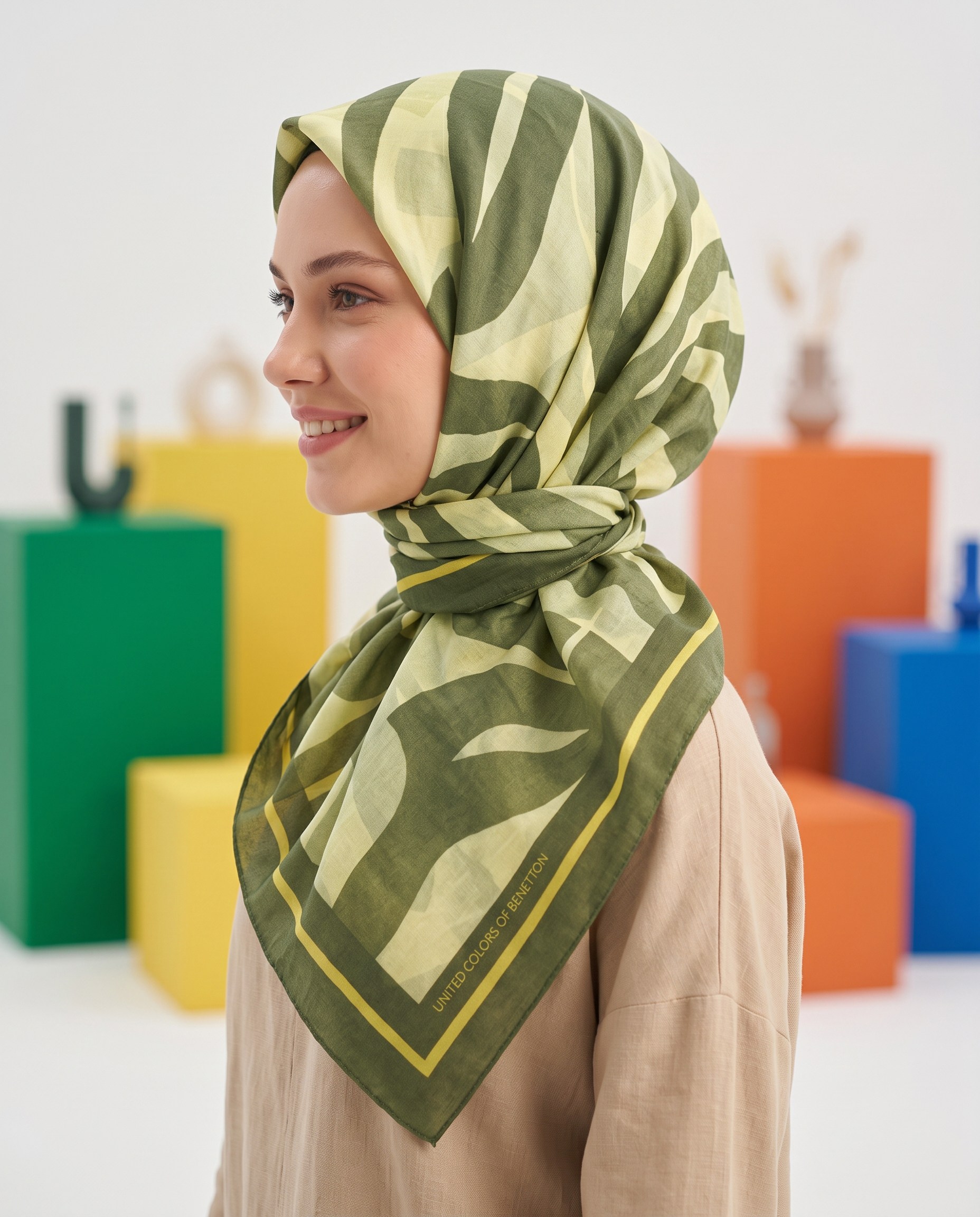 Benetton Viskon Eşarp - Siena - 1039-020 - Haki