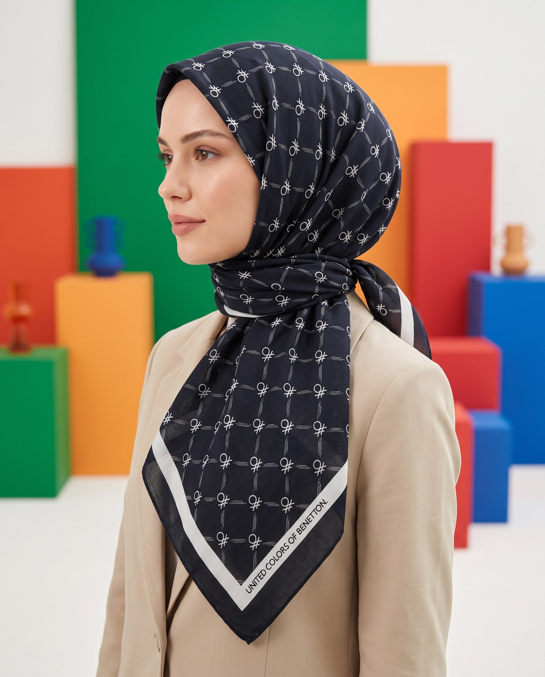 Benetton Viskon Eşarp - Siena - 1040-002 - Siyah
