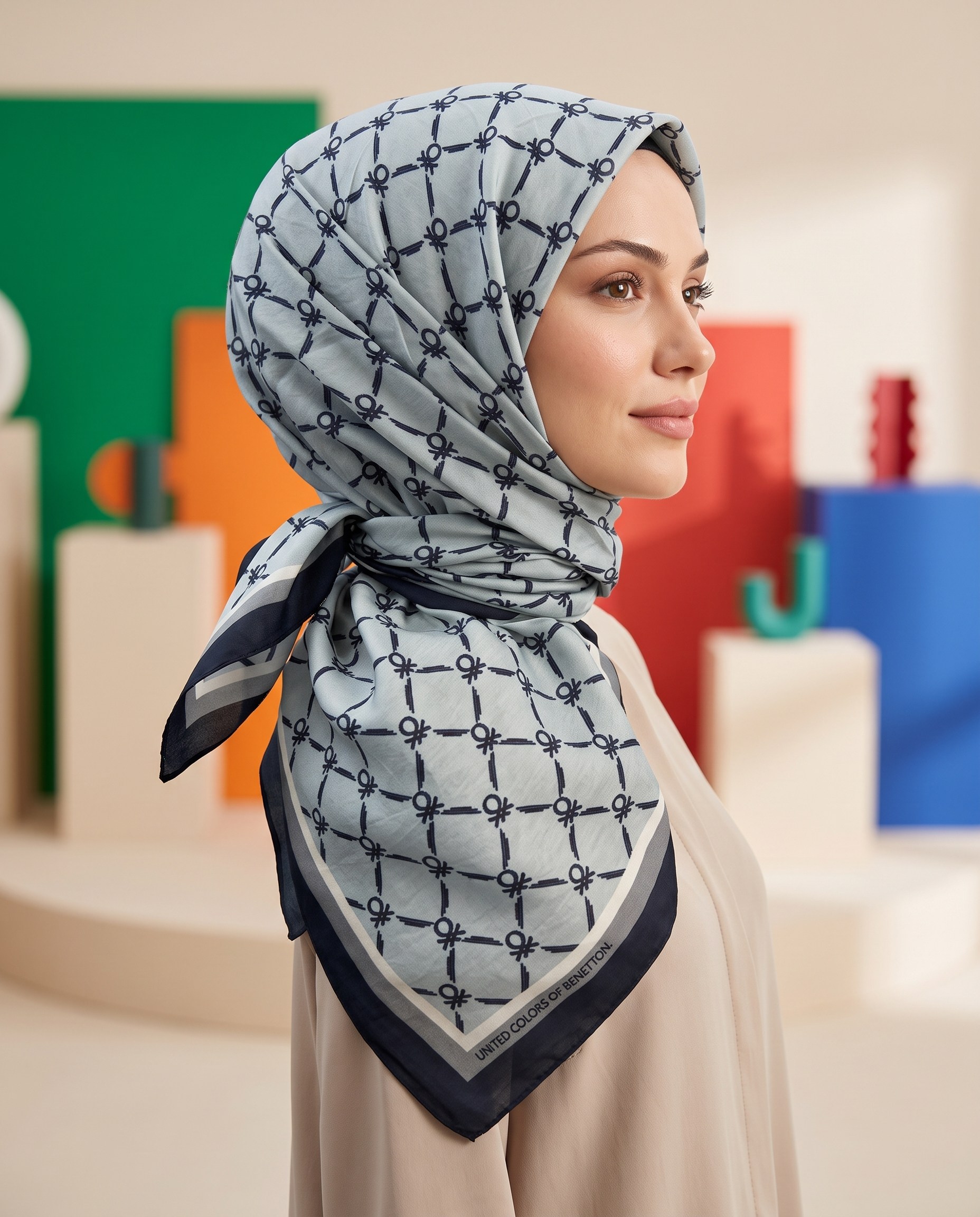 Benetton Viskon Eşarp - Siena - 1040-009 - Gri