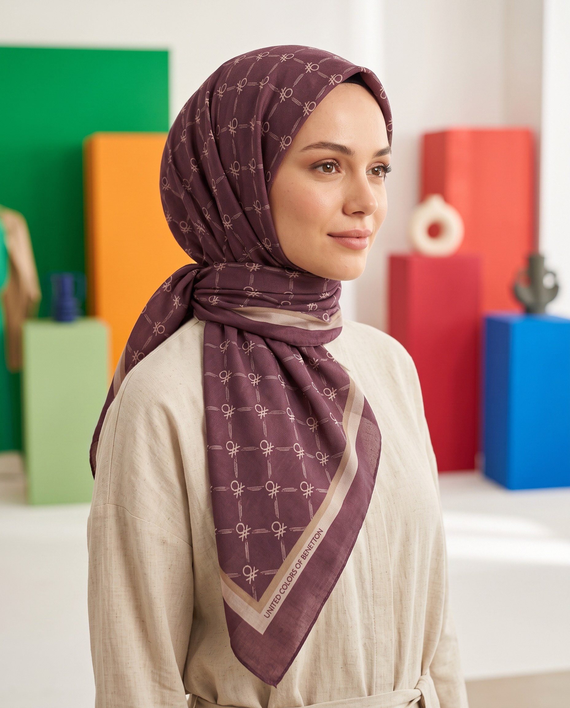 Benetton Viskon Eşarp - Siena - 1040-027 - Mürdüm