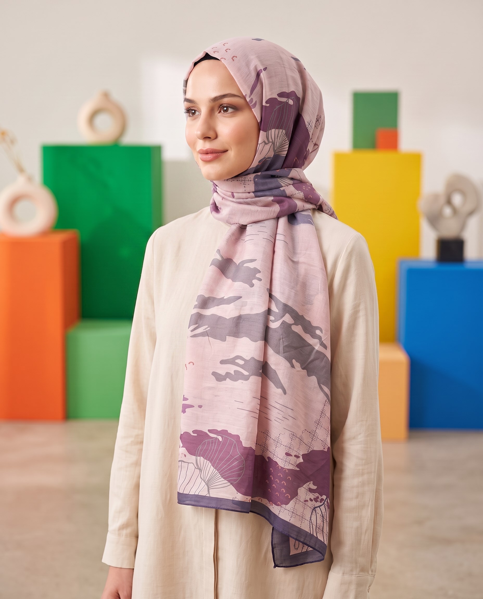 Benetton Viskon Şal - Fiore - 1010-016 - Mor