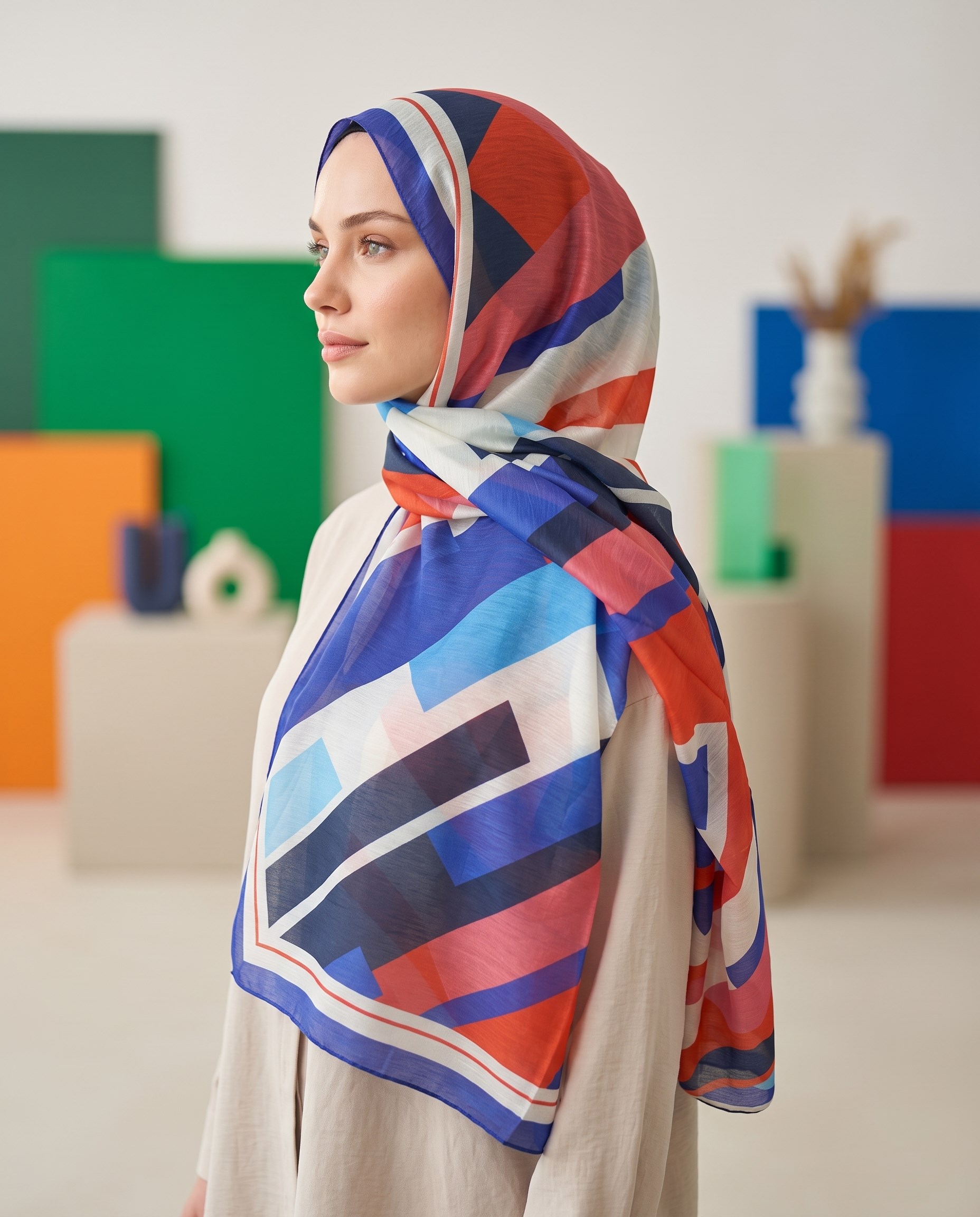 Benetton Viskon Şal - Fiore - 1012-031 - İndigo