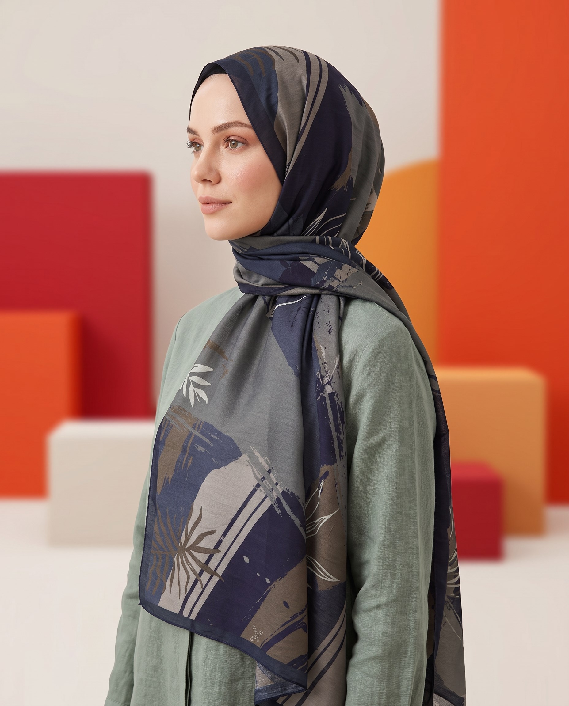 Benetton Viskon Şal - Fiore - 1014-010 - Antrasit
