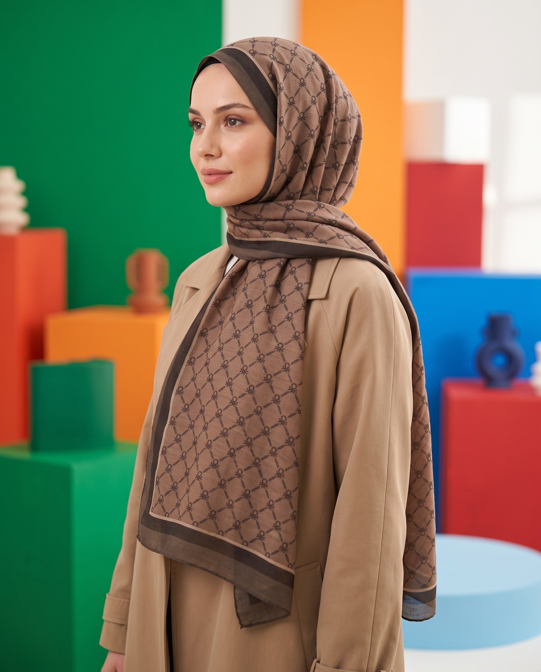 Benetton Viskon Şal - Fiore - 1041-079 - Taba
