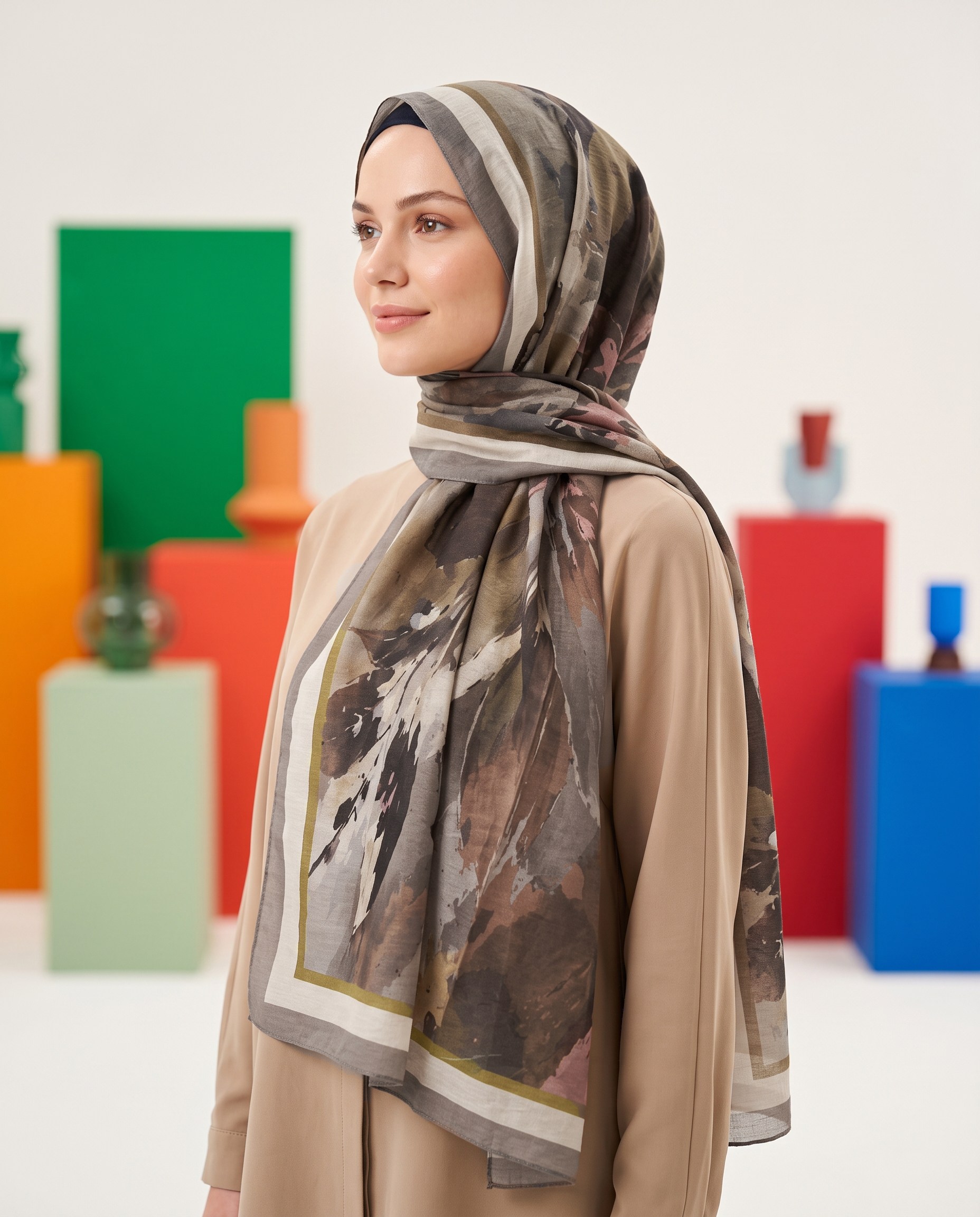 Benetton Viskon Şal - Fiore - 1043-025 - Vizon