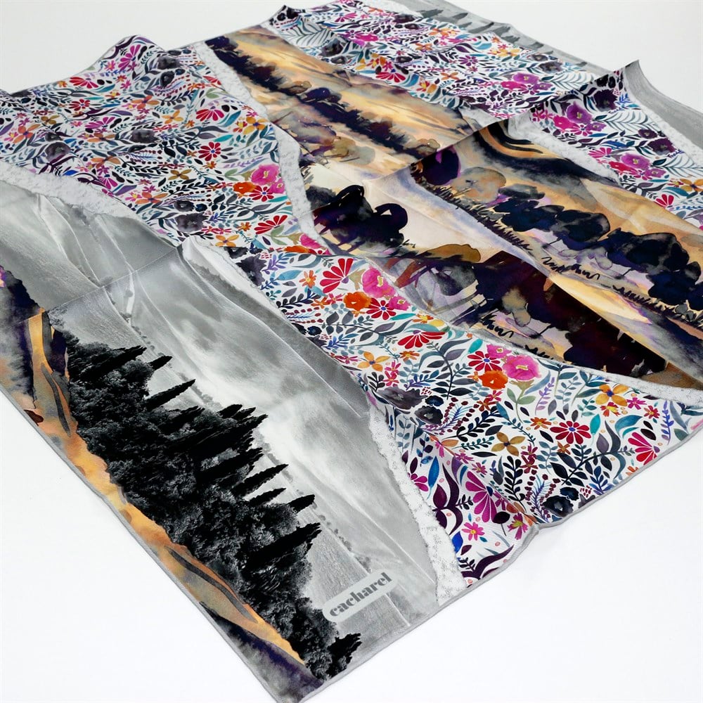 Cacharel Twill İpek Eşarp - 2021 İlkbahar-Yaz - 8048313-971 - Tivil