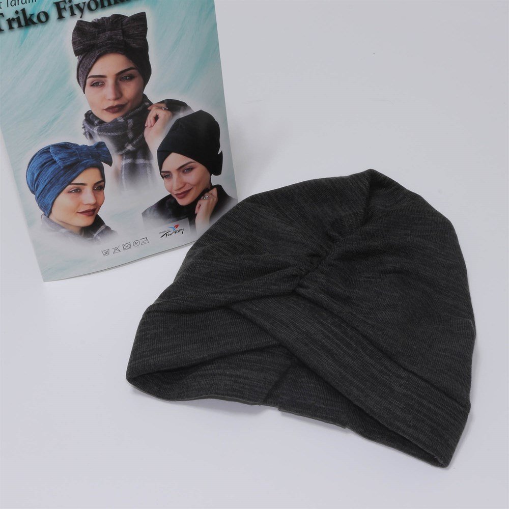 Çift Taraflı Triko Fiyonklu Bone - Siyah