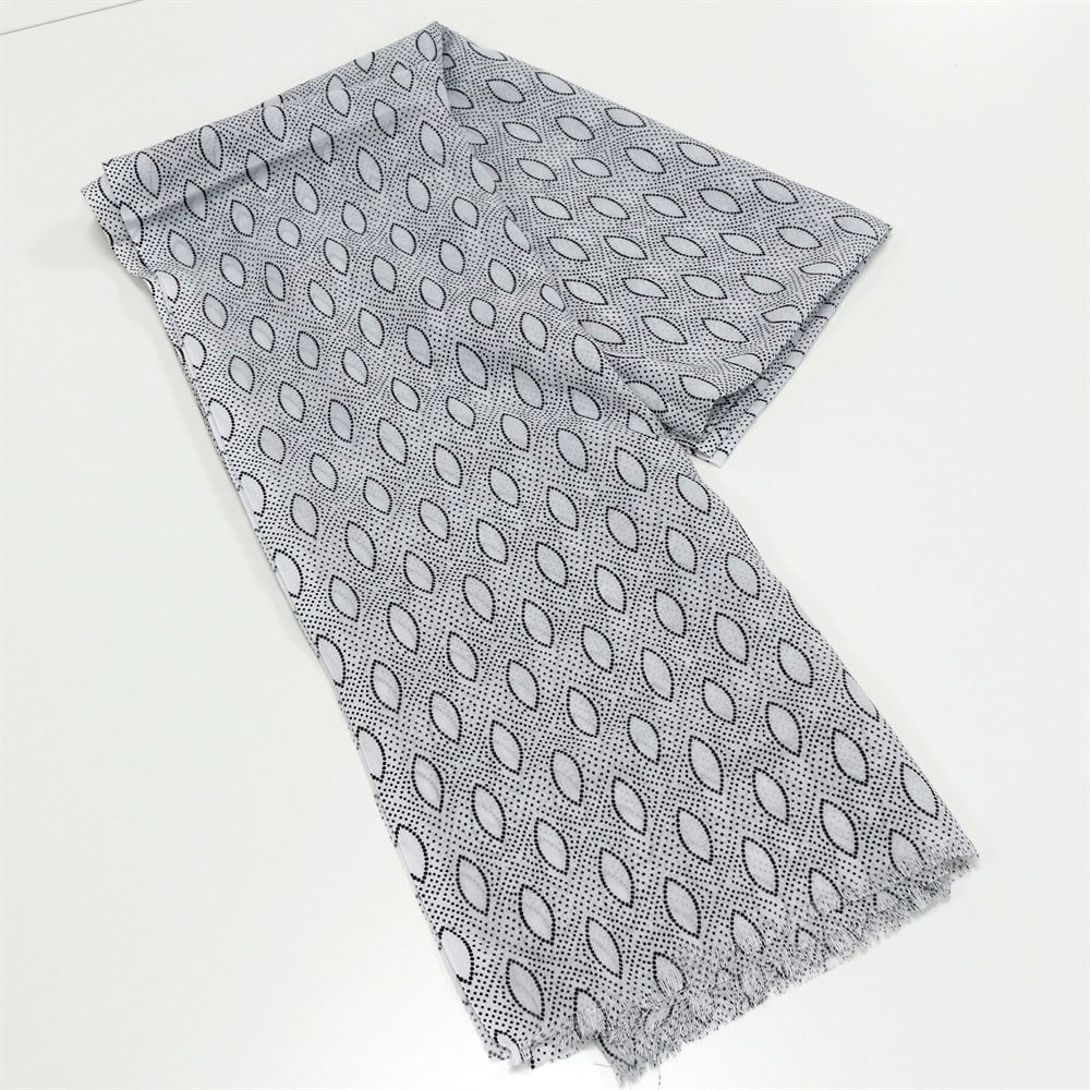 Damla Desenli Baskılı Şal - 04 Siyah,Beyaz