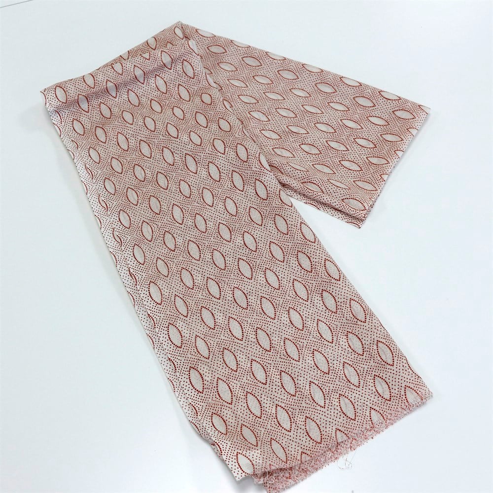 Damla Desenli Baskılı Şal - 09 Ekru,Kiremit