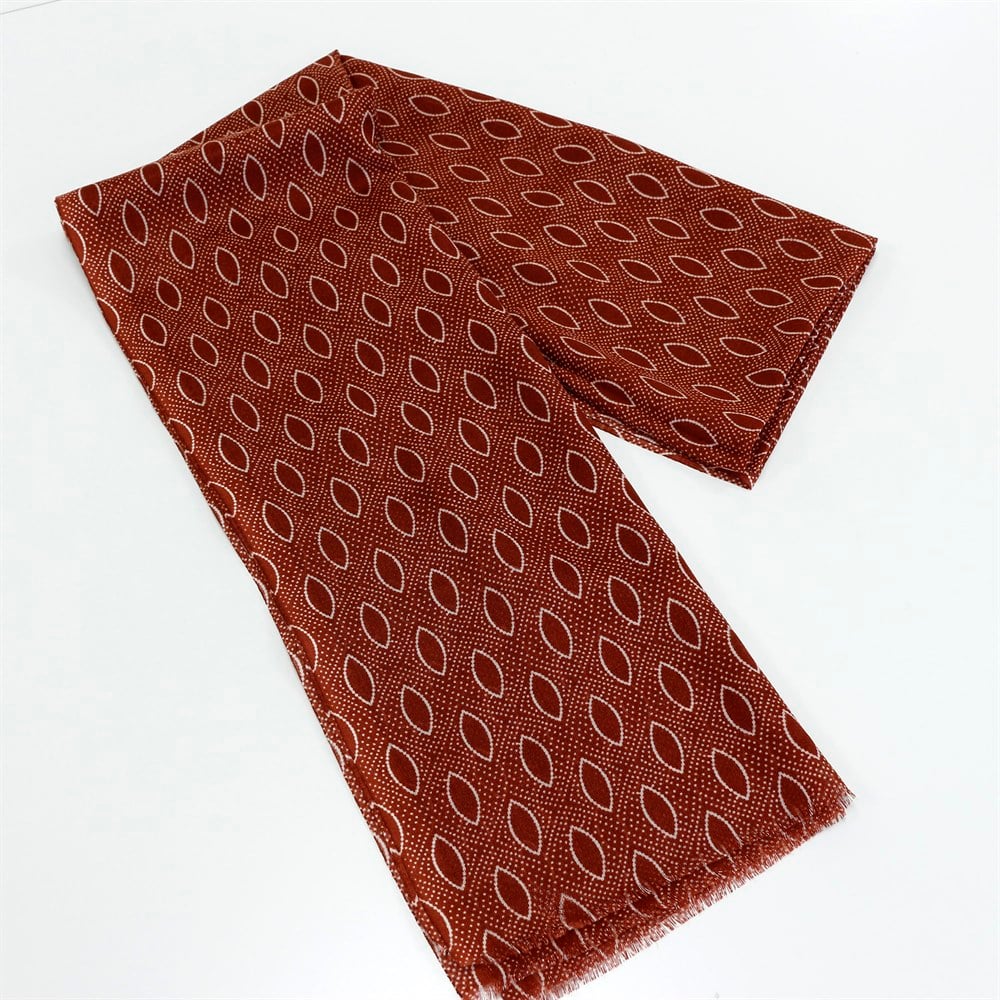 Damla Desenli Baskılı Şal - 10 Kiremit