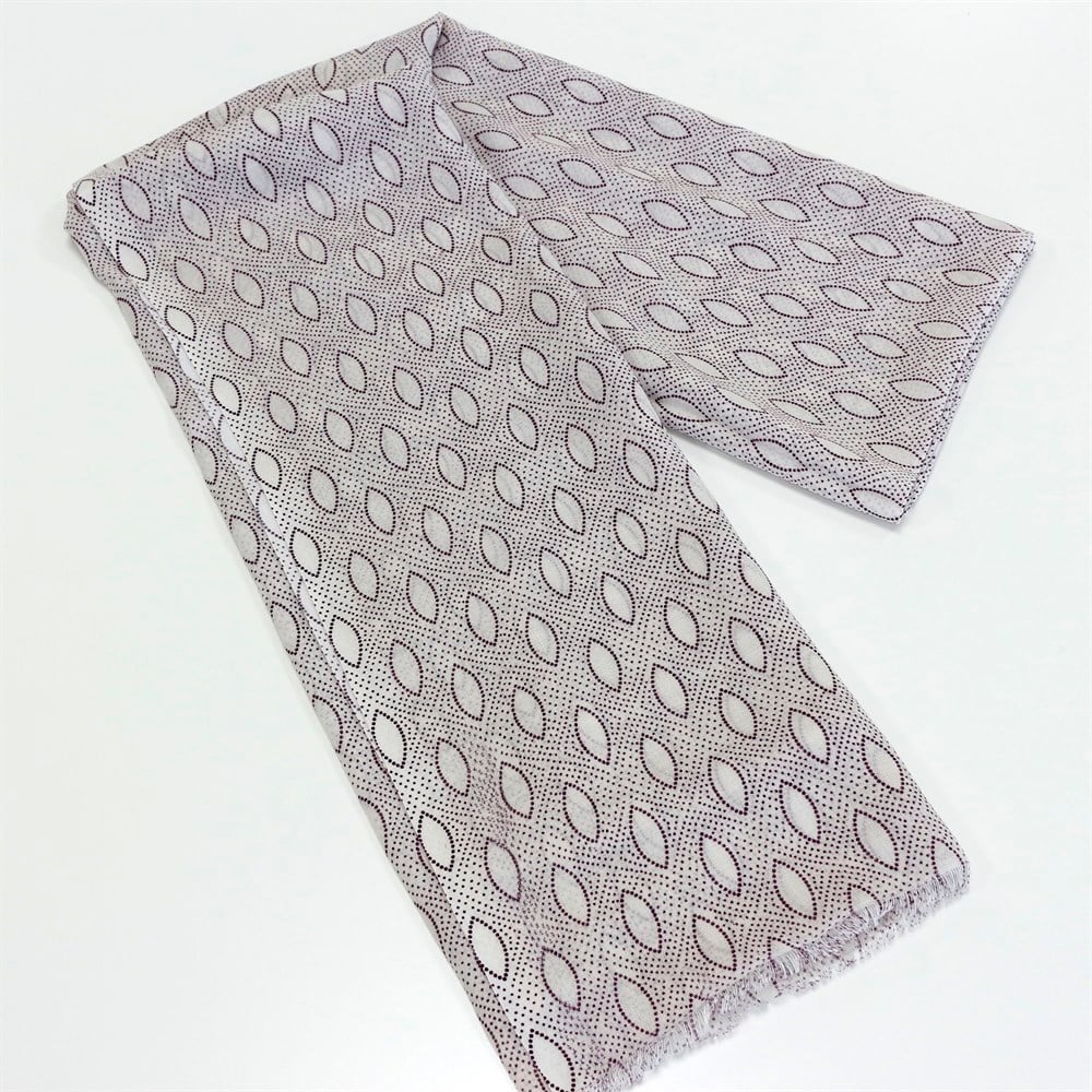 Damla Desenli Baskılı Şal - 15 Ekru, Mor