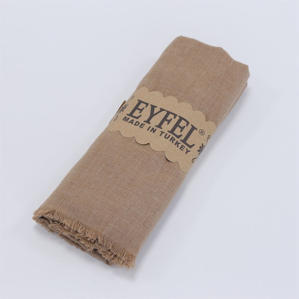 Eyfel %100 Pamuk Şal - Camel