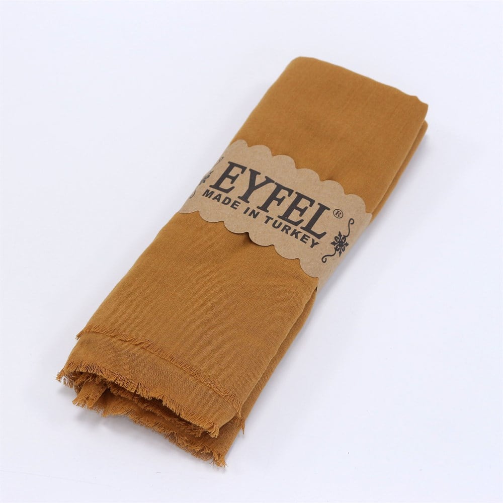 Eyfel %100 Pamuk Şal - Hardal