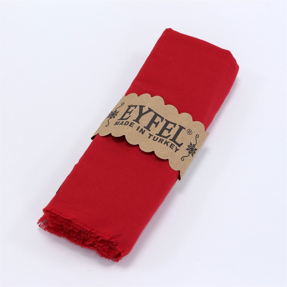 Eyfel %100 Pamuk Şal - Kırmızı