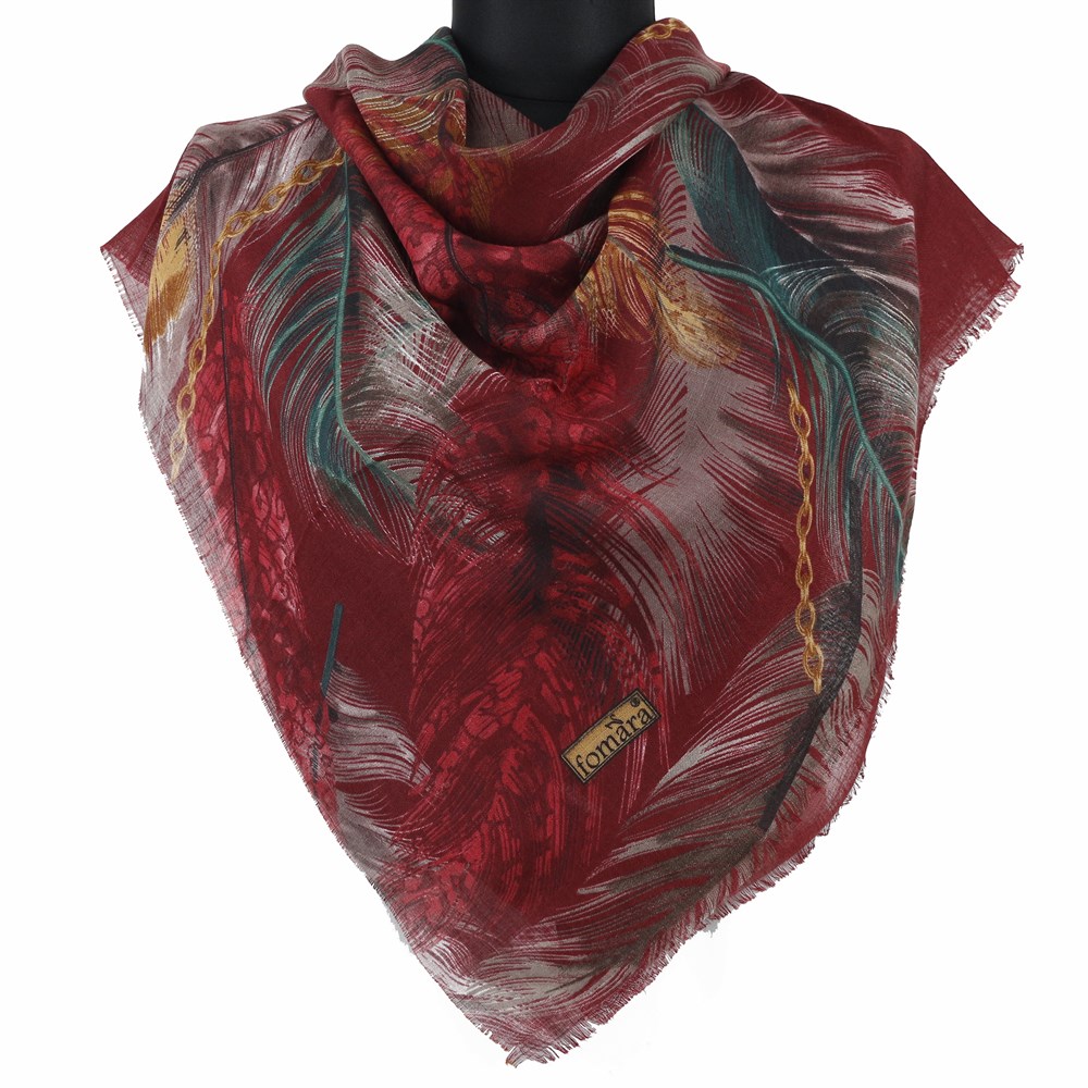 Fomara Renkli Tüy Desen Flamlı Eşarp - 05 Vişne Çürüğü