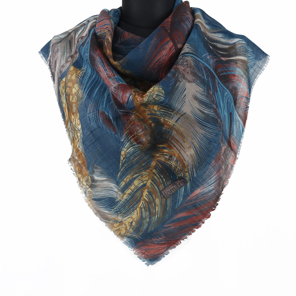 Fomara Renkli Tüy Desen Flamlı Eşarp - 14 Zümrüt Yeşili